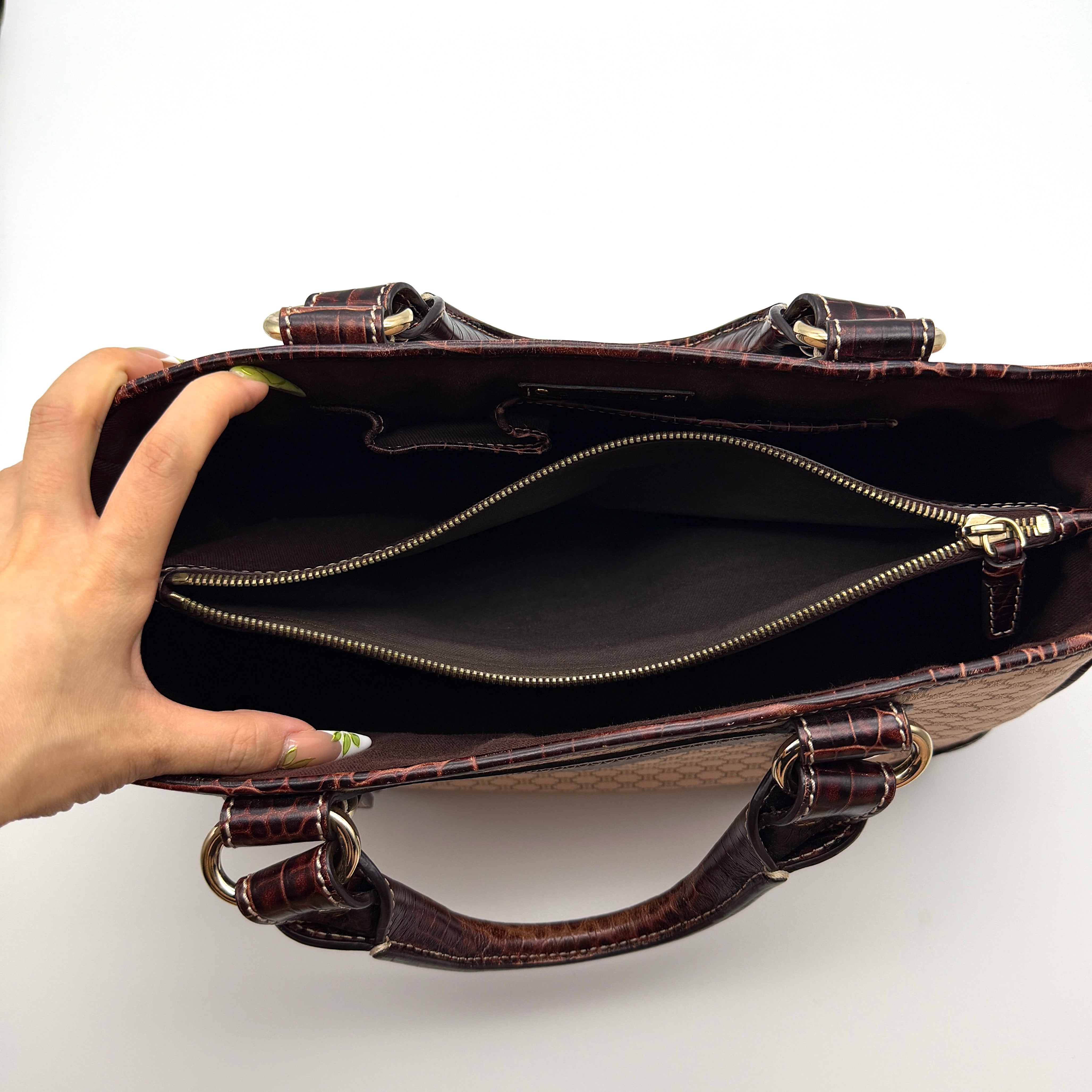 Celine Macadam Boogie Leather Canvas HandBag Pink/Maroon