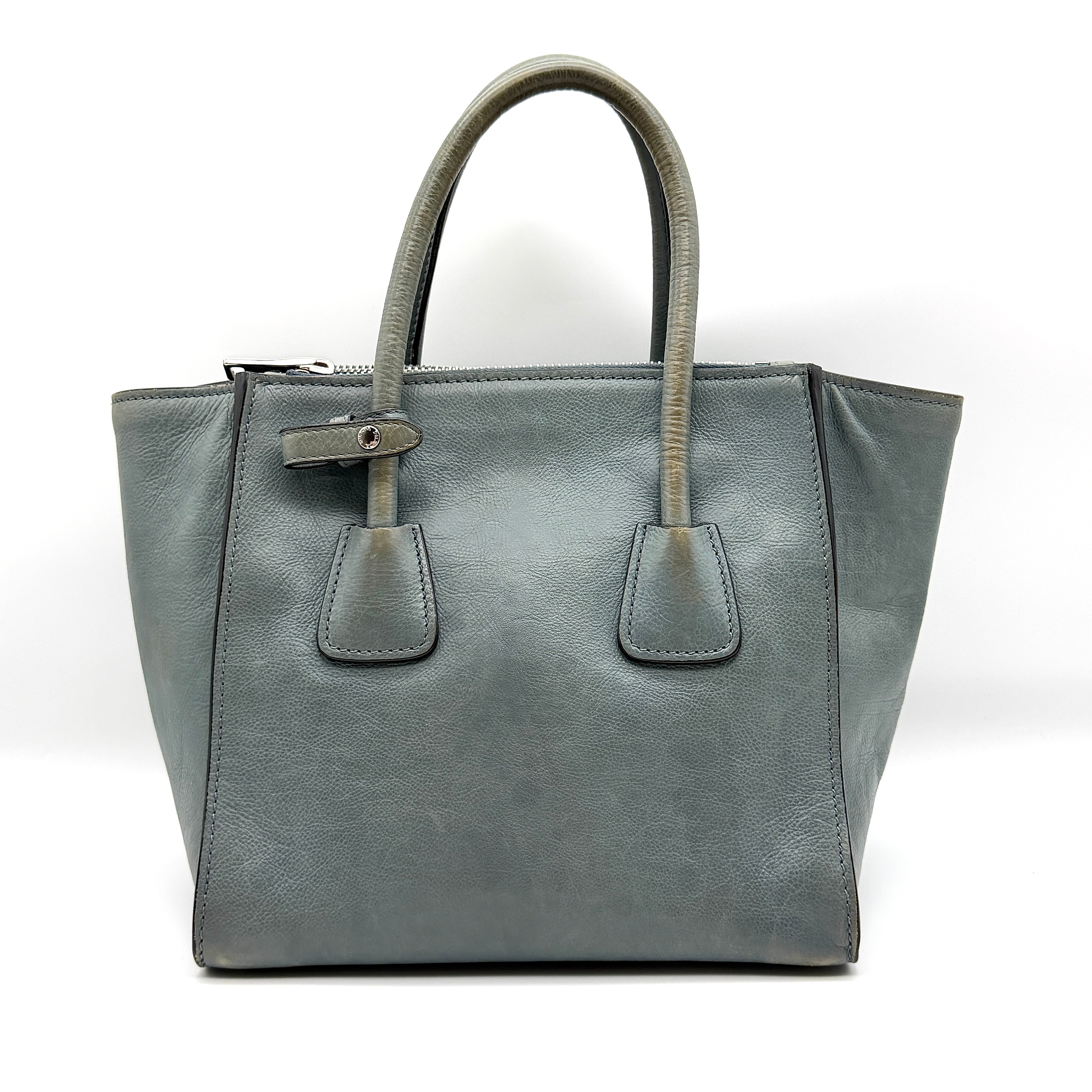 Prada 2Way Glace Twin Pocket Handbag Grey