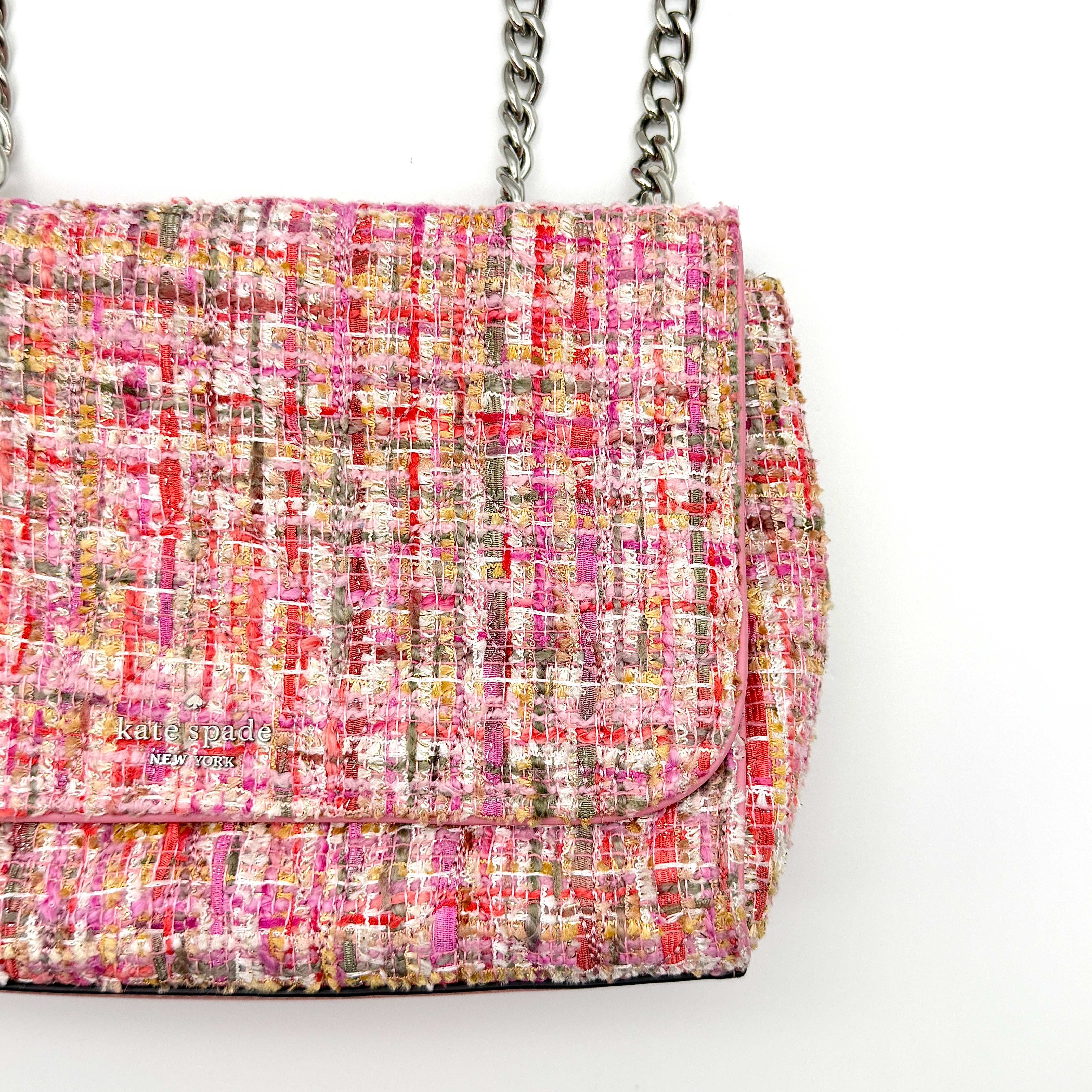 Kate Spade 2Way Briar Lane Emelyn Quilted Tweed Shoulder Bag Pink