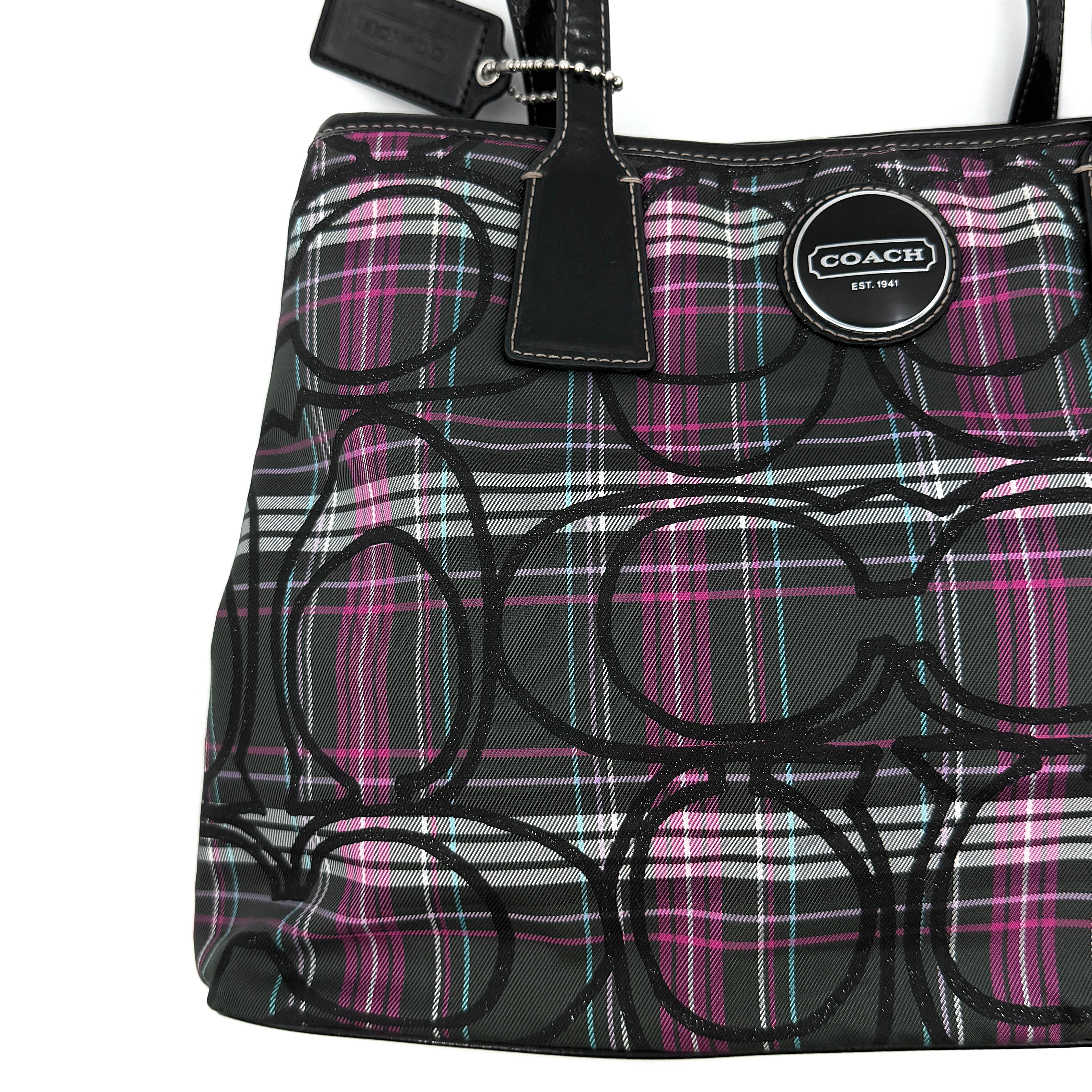 Coach Signature Tartan Kisslock Shoulder Bag Multicolor