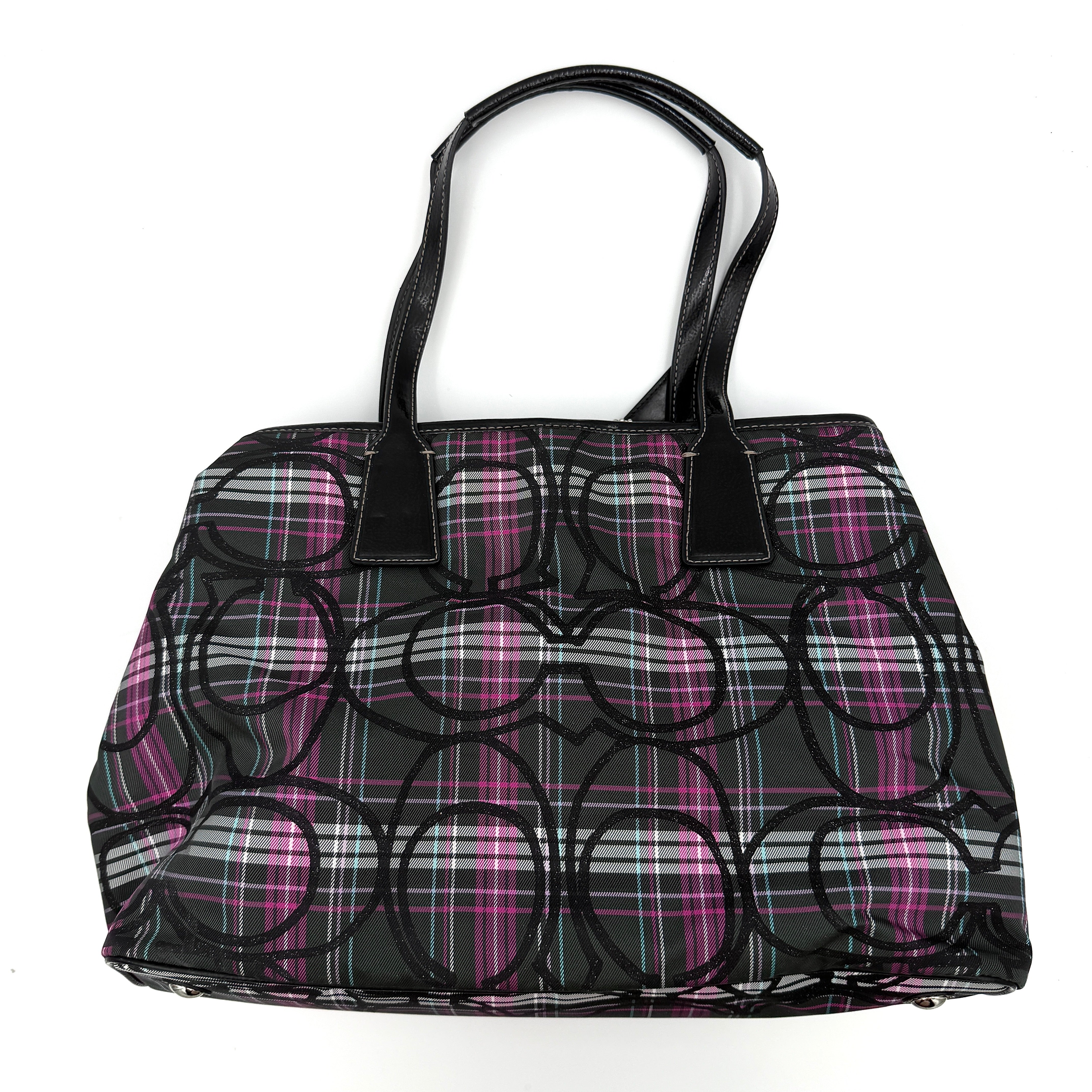Coach Signature Tartan Kisslock Shoulder Bag Multicolor