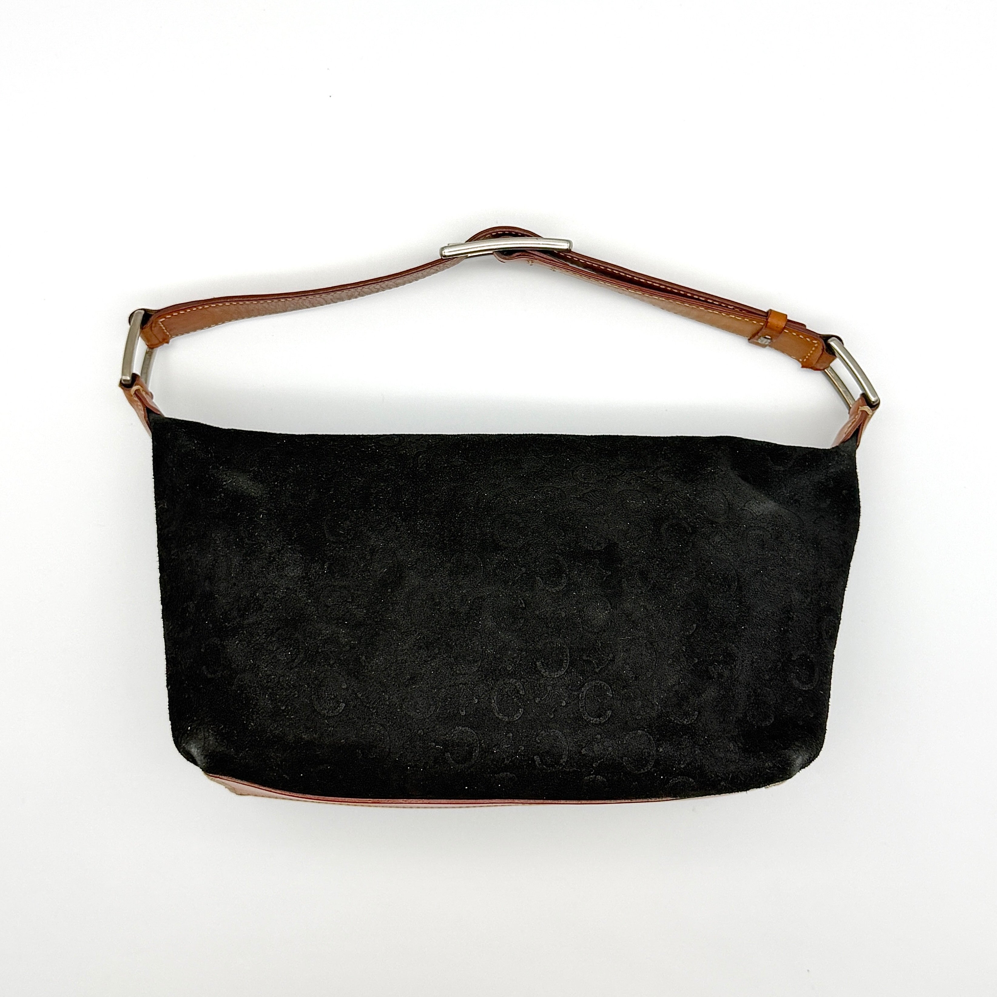 Celine Suede Shoulder Bag Black