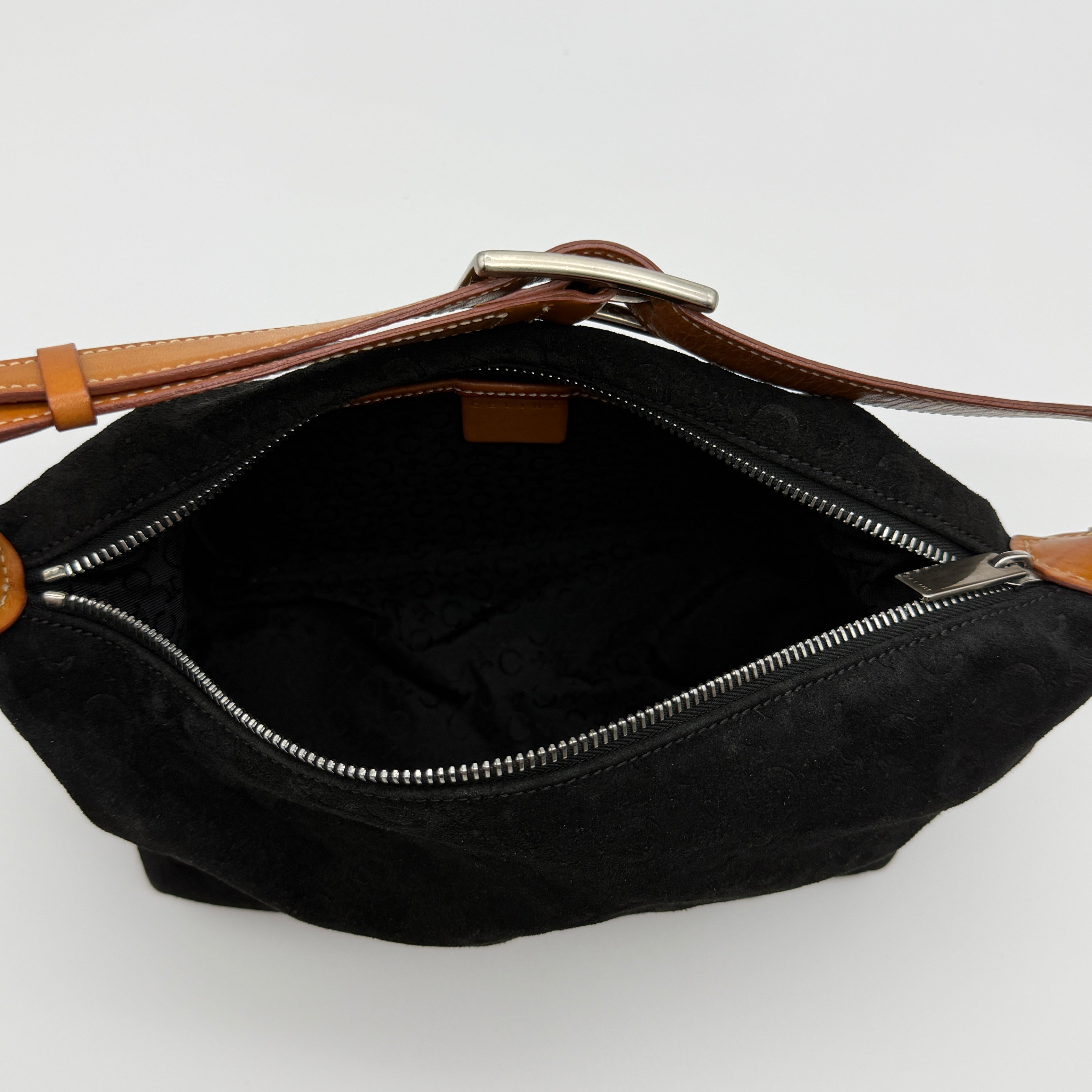 Celine Suede Shoulder Bag Black