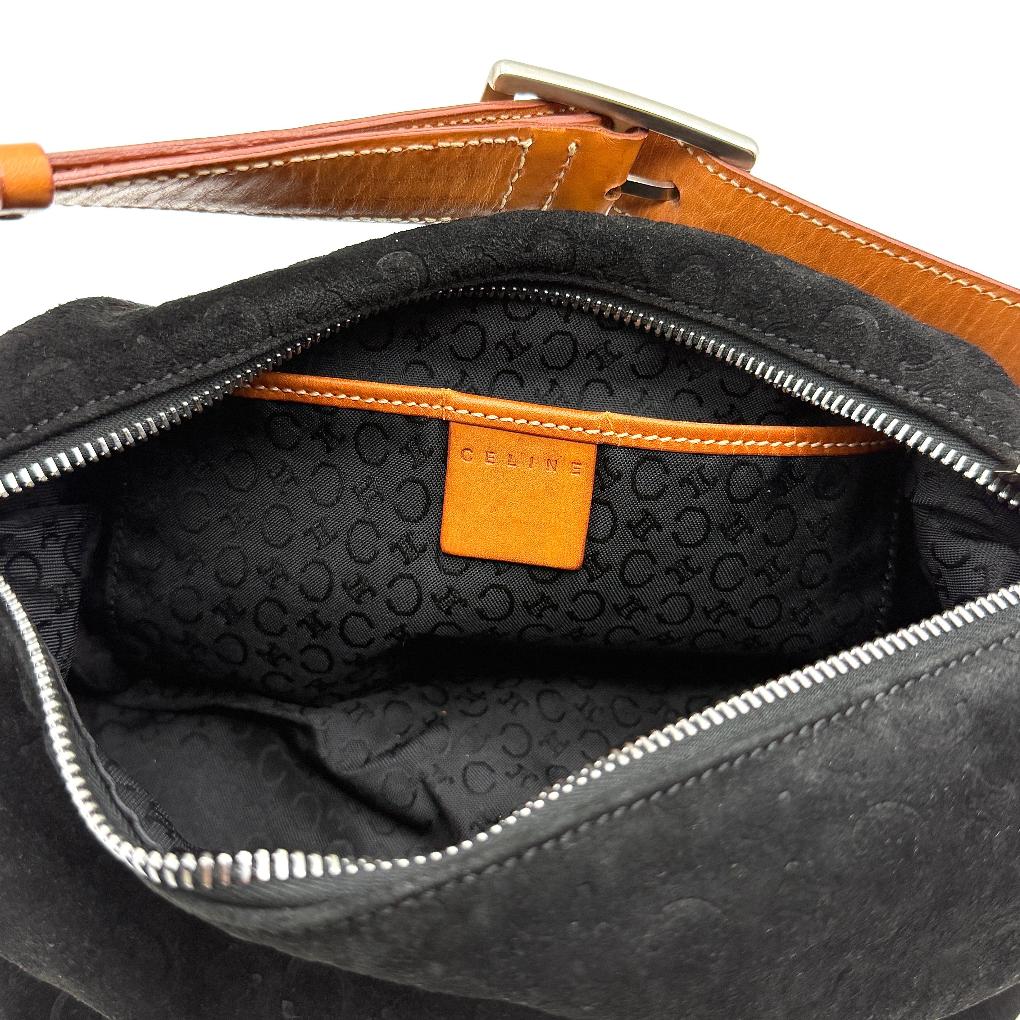 Celine Suede Shoulder Bag Black