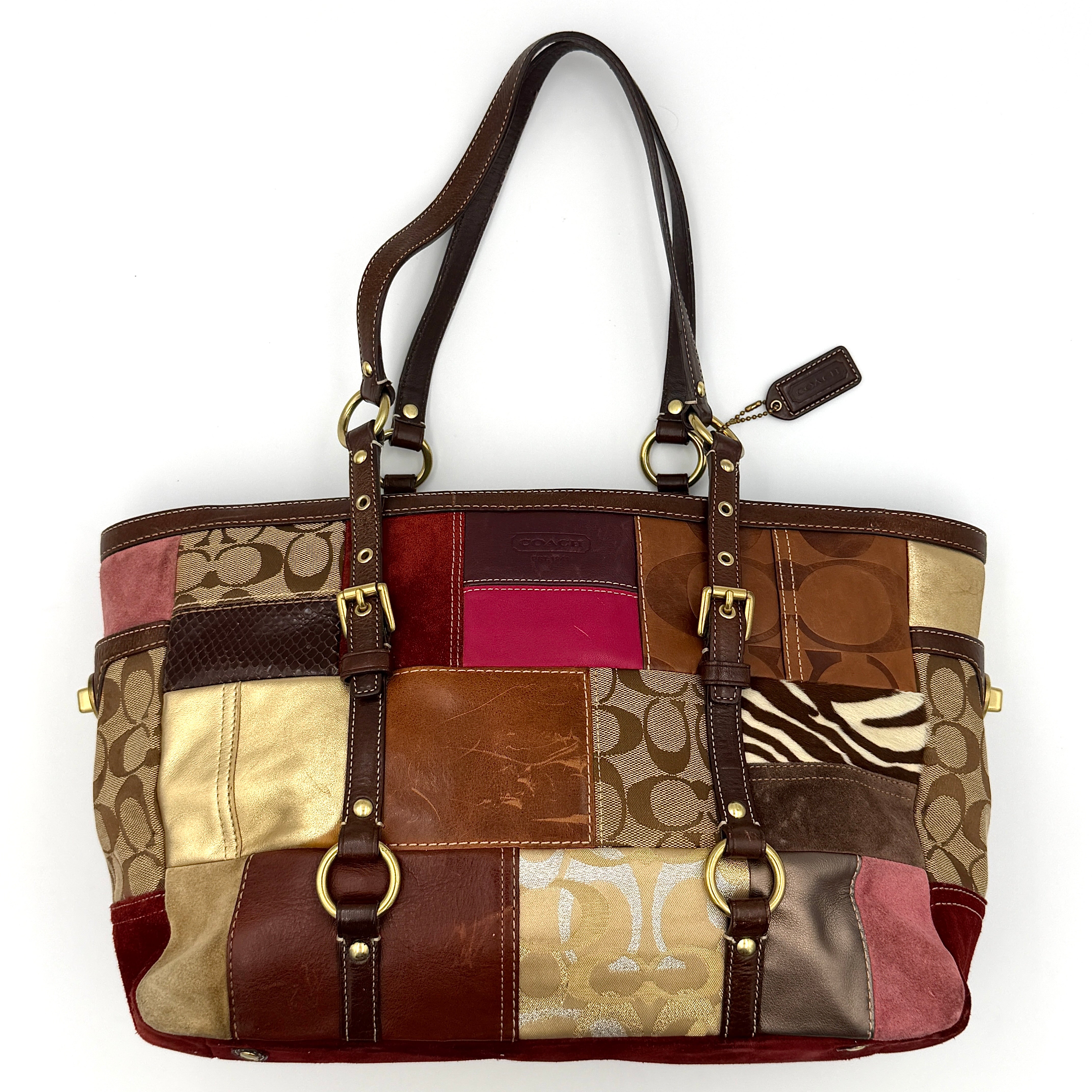 Coach Y2K Holiday Patchwork Tote Bag Multicolor