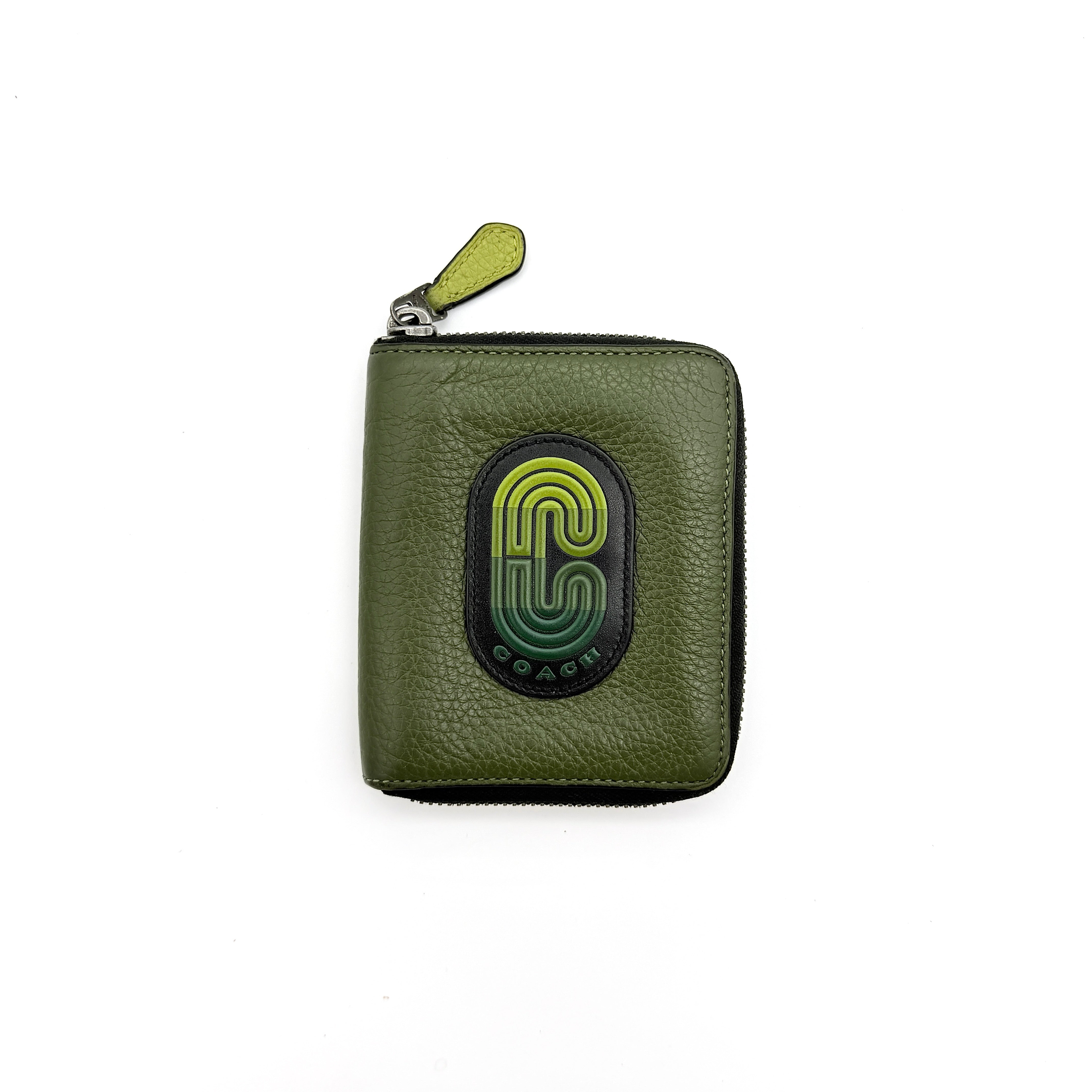 Coach C Logo Zip Around Wallet Green