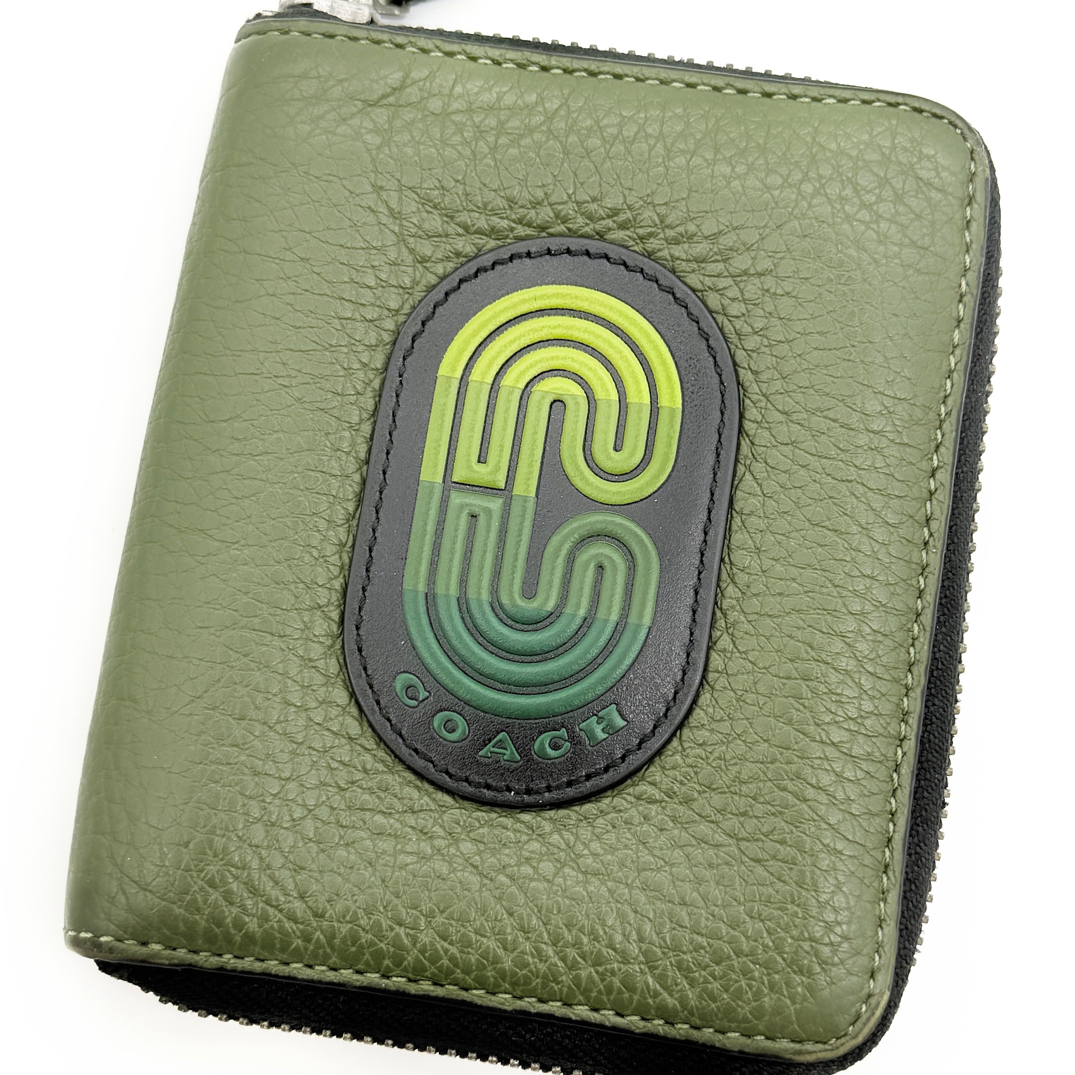 Coach C Logo Zip Around Wallet Green
