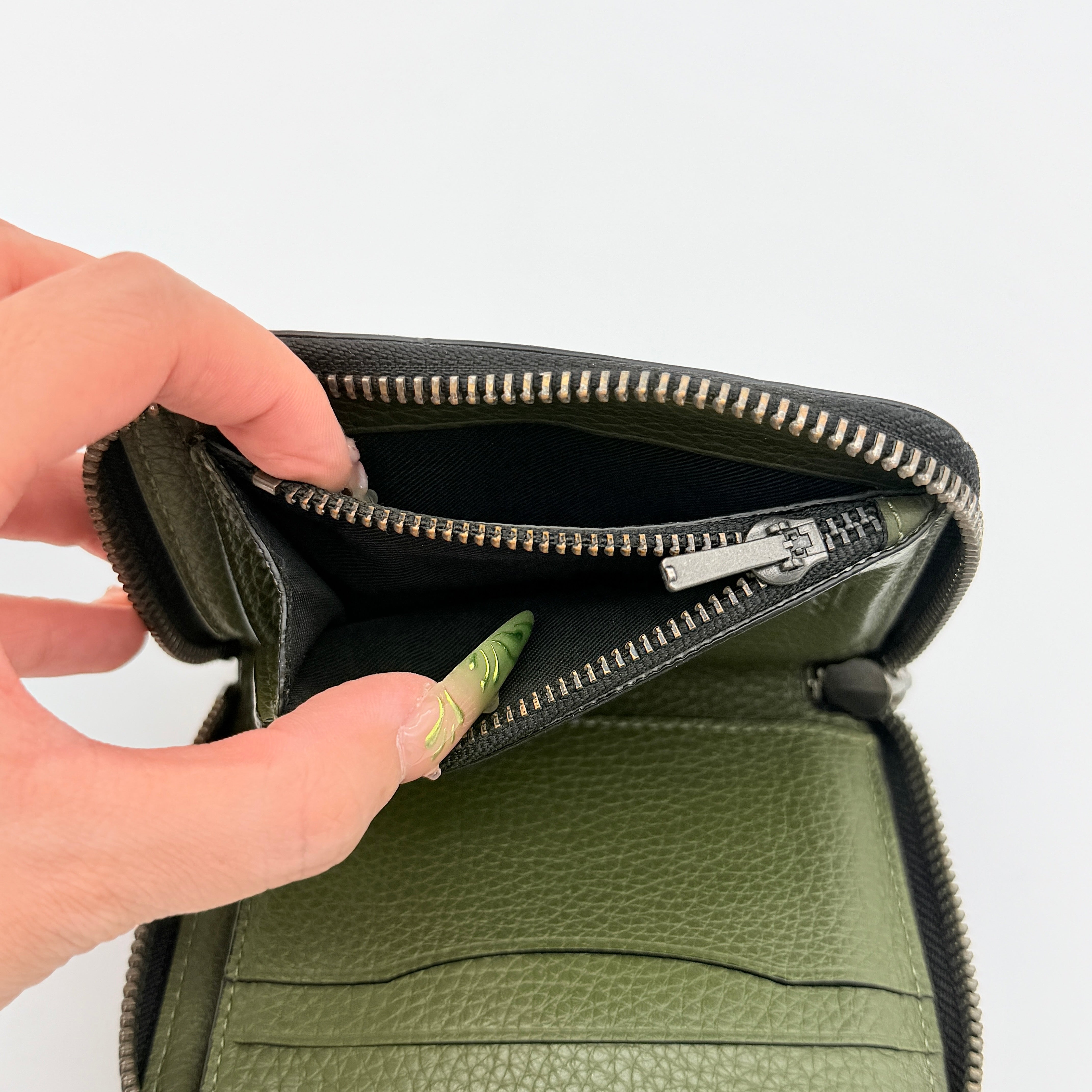 Coach C Logo Zip Around Wallet Green