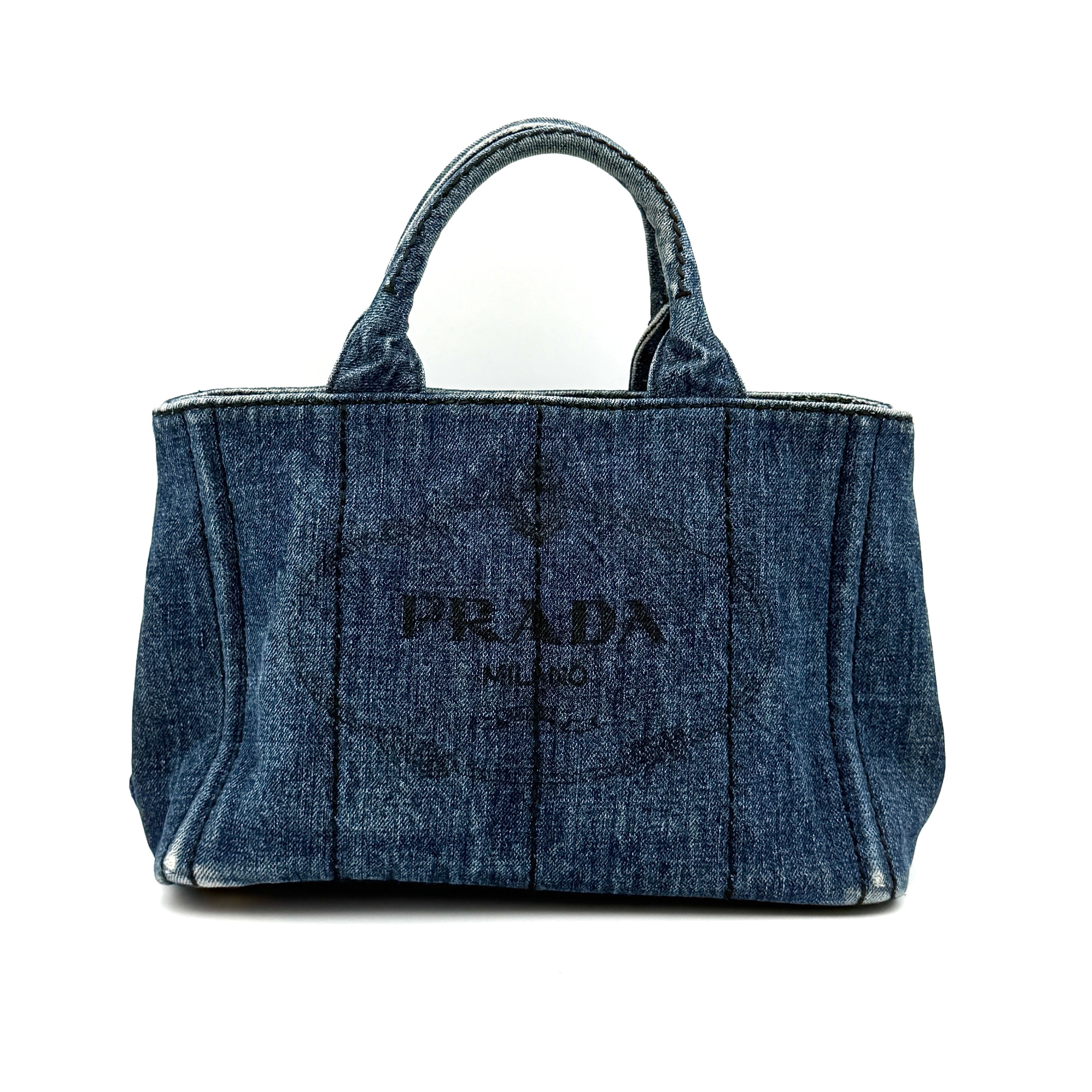 Prada Canapa Denim Tote Bag Blue