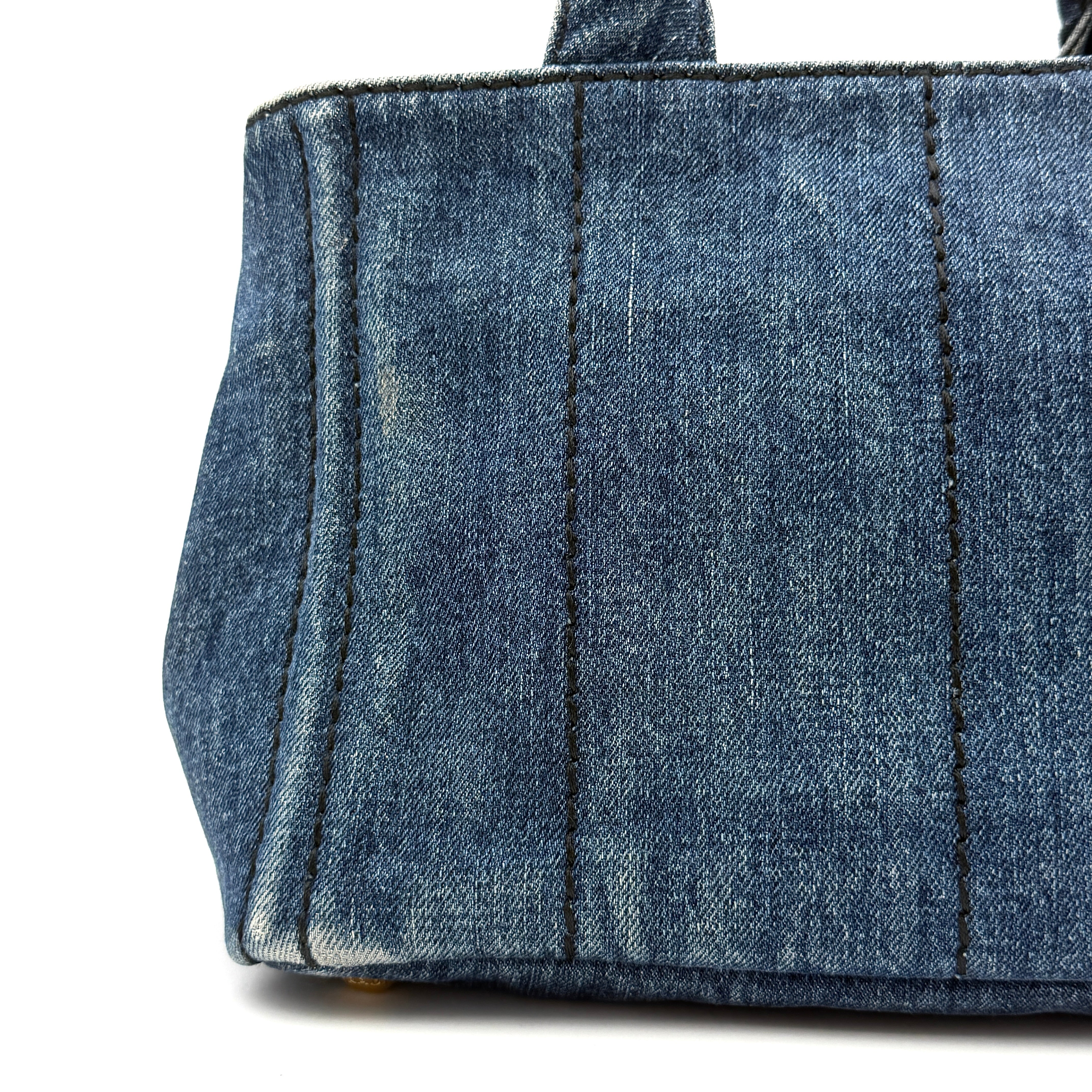 Prada Canapa Denim Tote Bag Blue