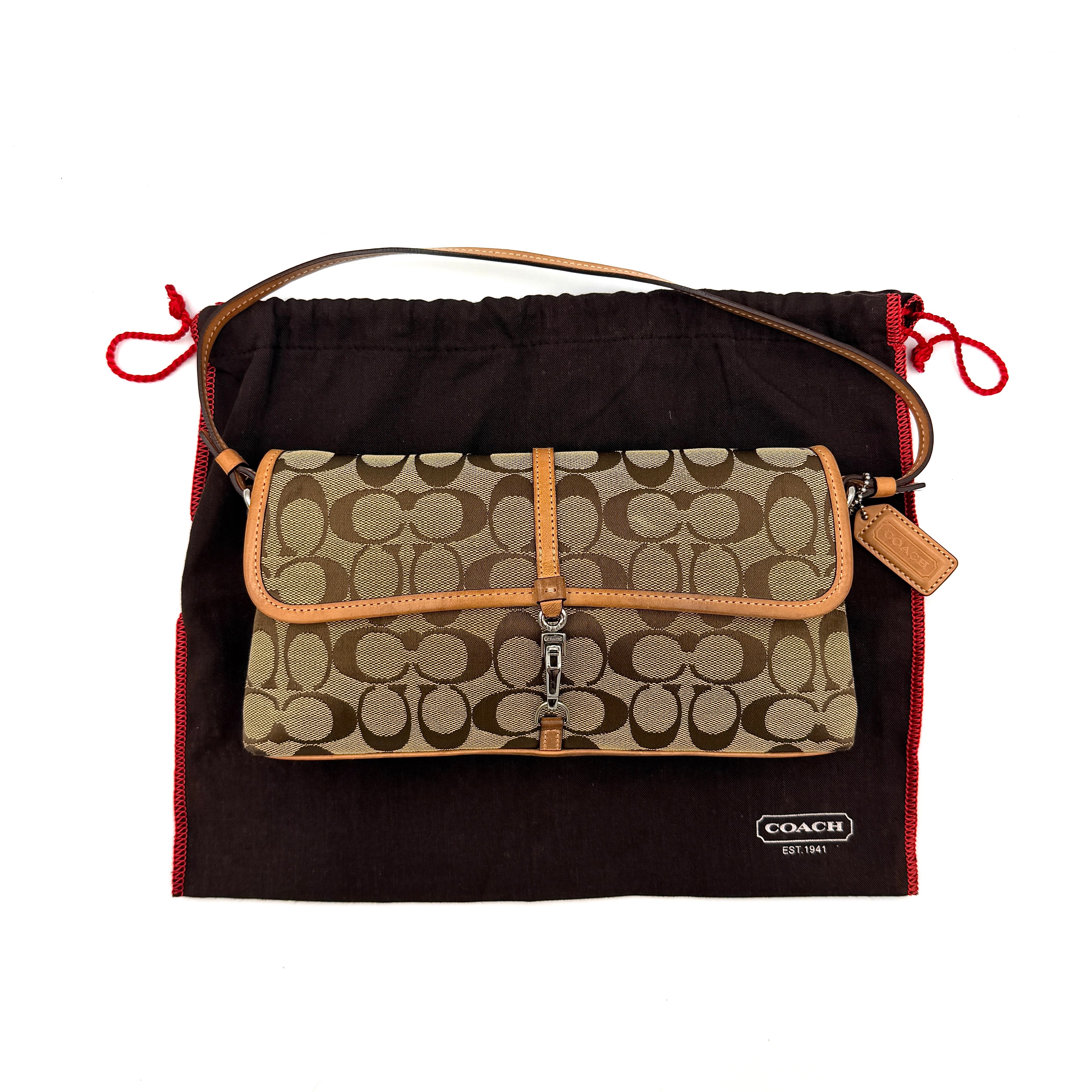 Coach Y2K Demi Clip Bagguete Shoulder Bag Beige/Tan