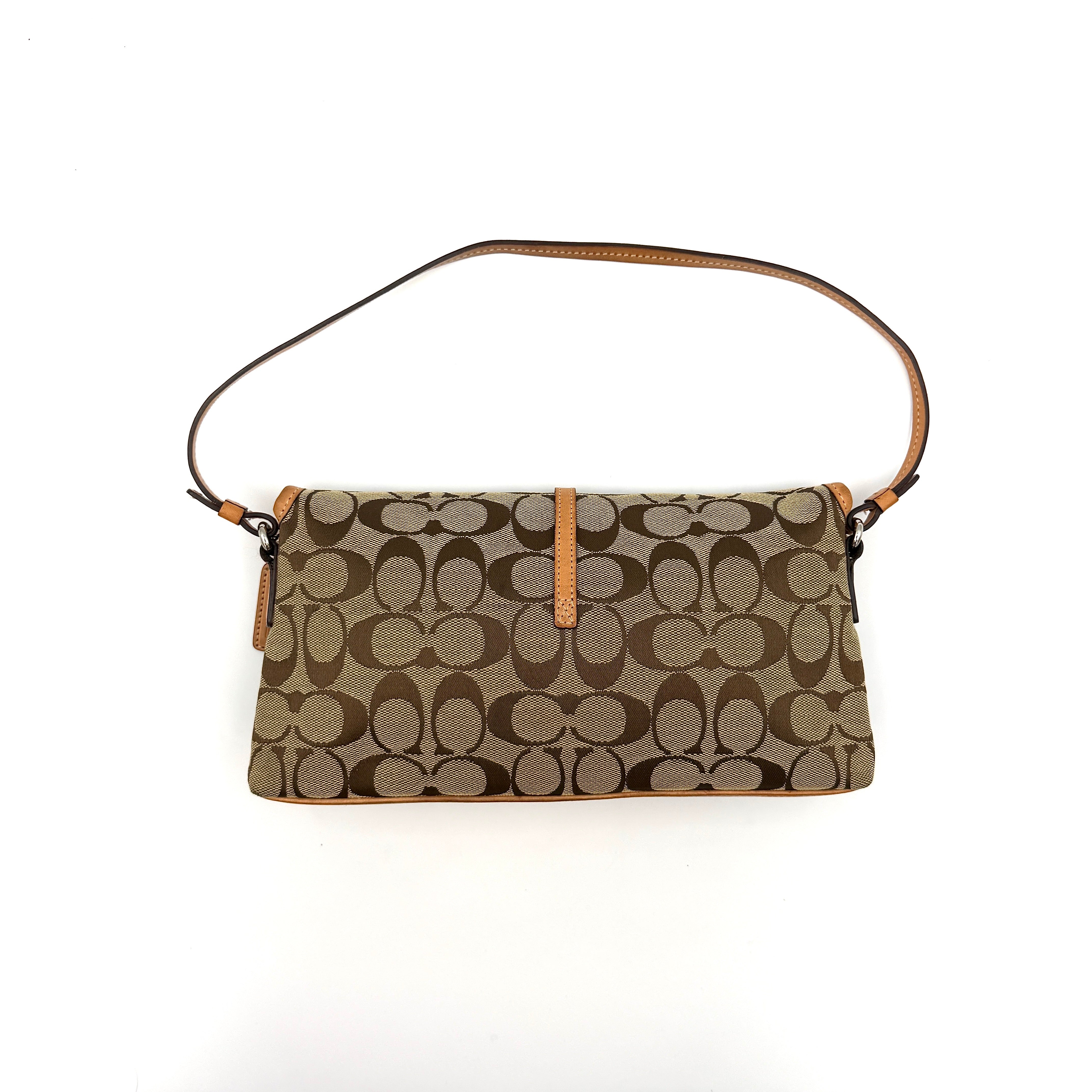 Coach Y2K Demi Clip Baguette Shoulder Bag Beige/Tan