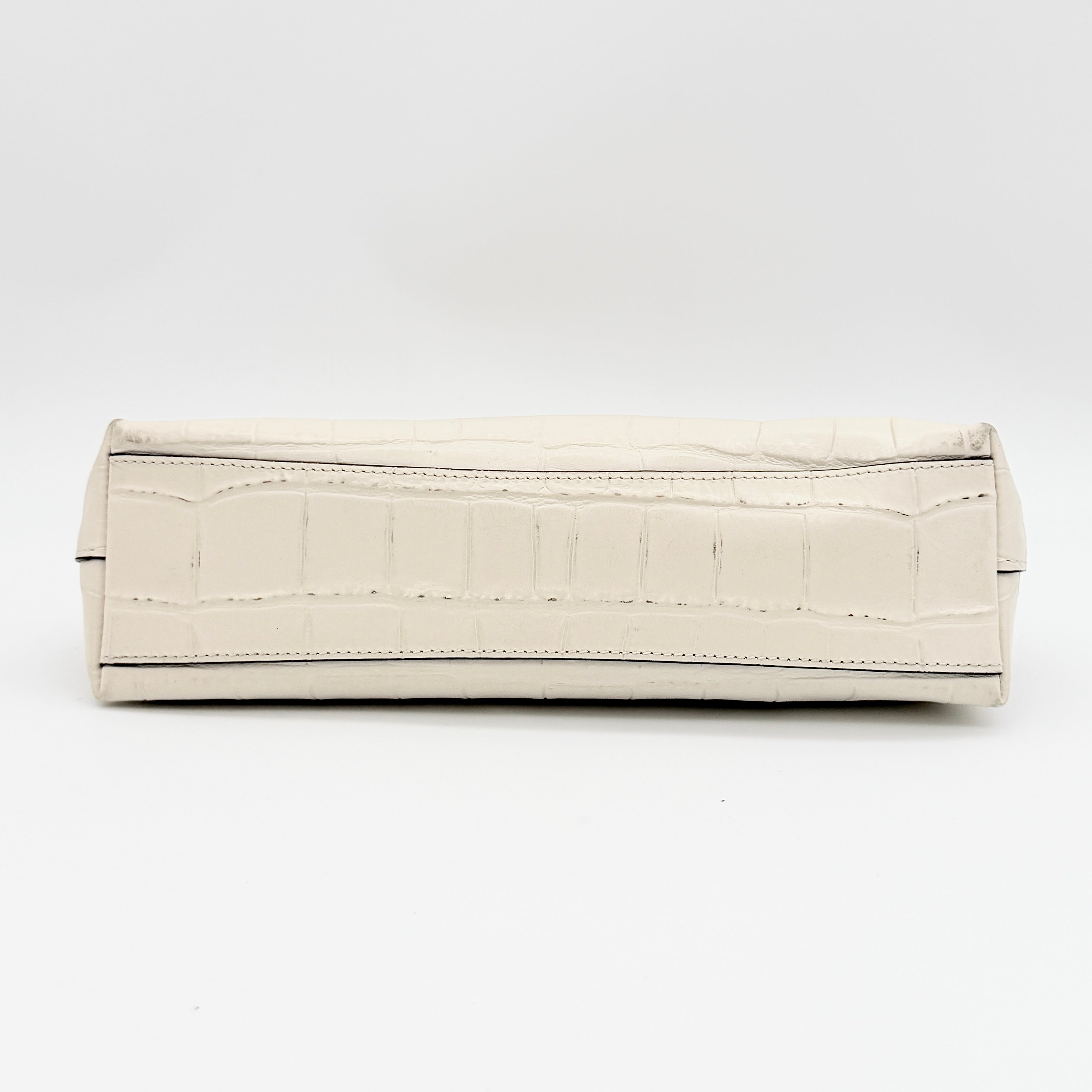 Coach 2Way Charlotte Croc Embossed Chain Shoulder Bag Ivory