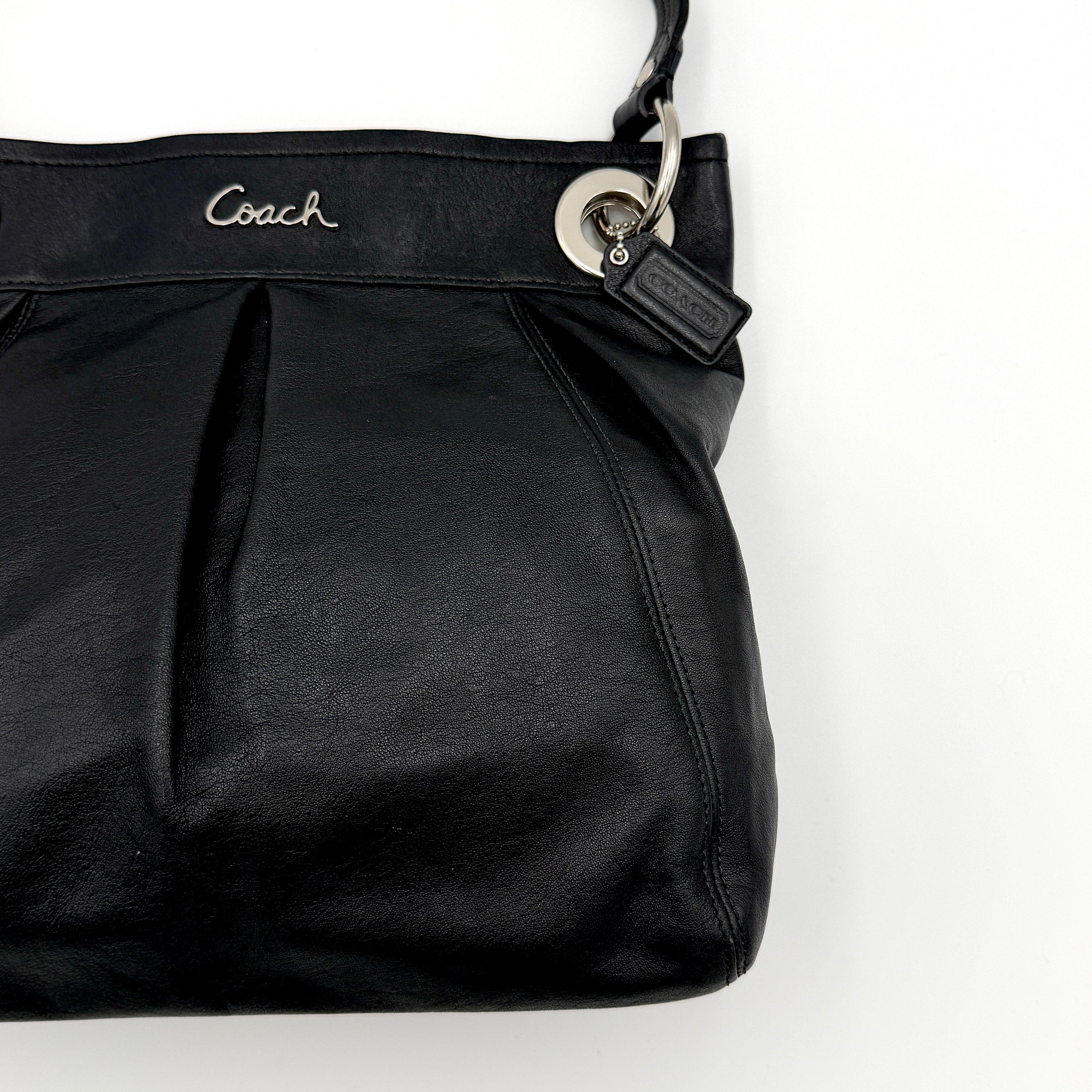 Coach Ashley Hippie Pleated Shoulder Bag Black