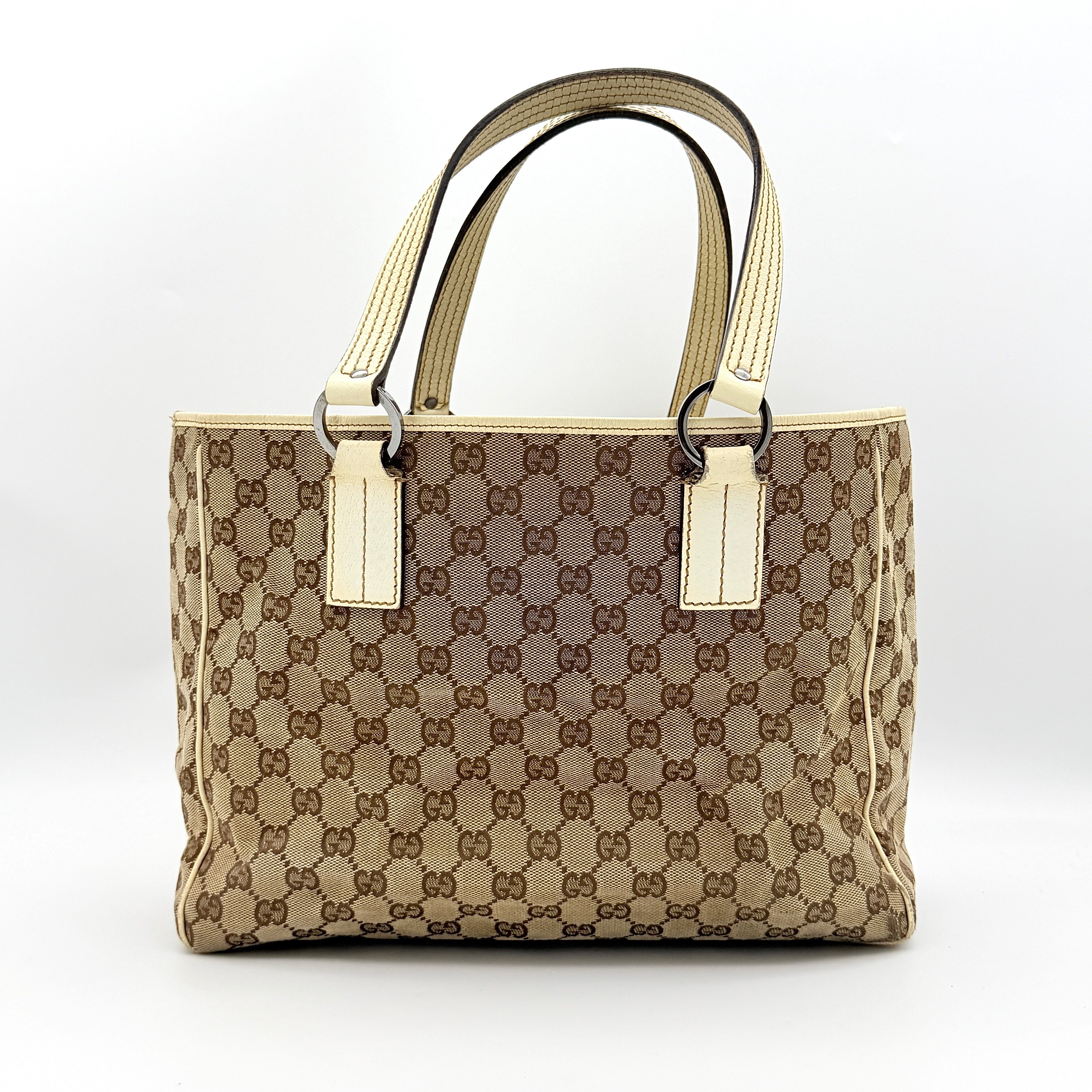 Gucci GG Monogram Tote Bag Beige/White