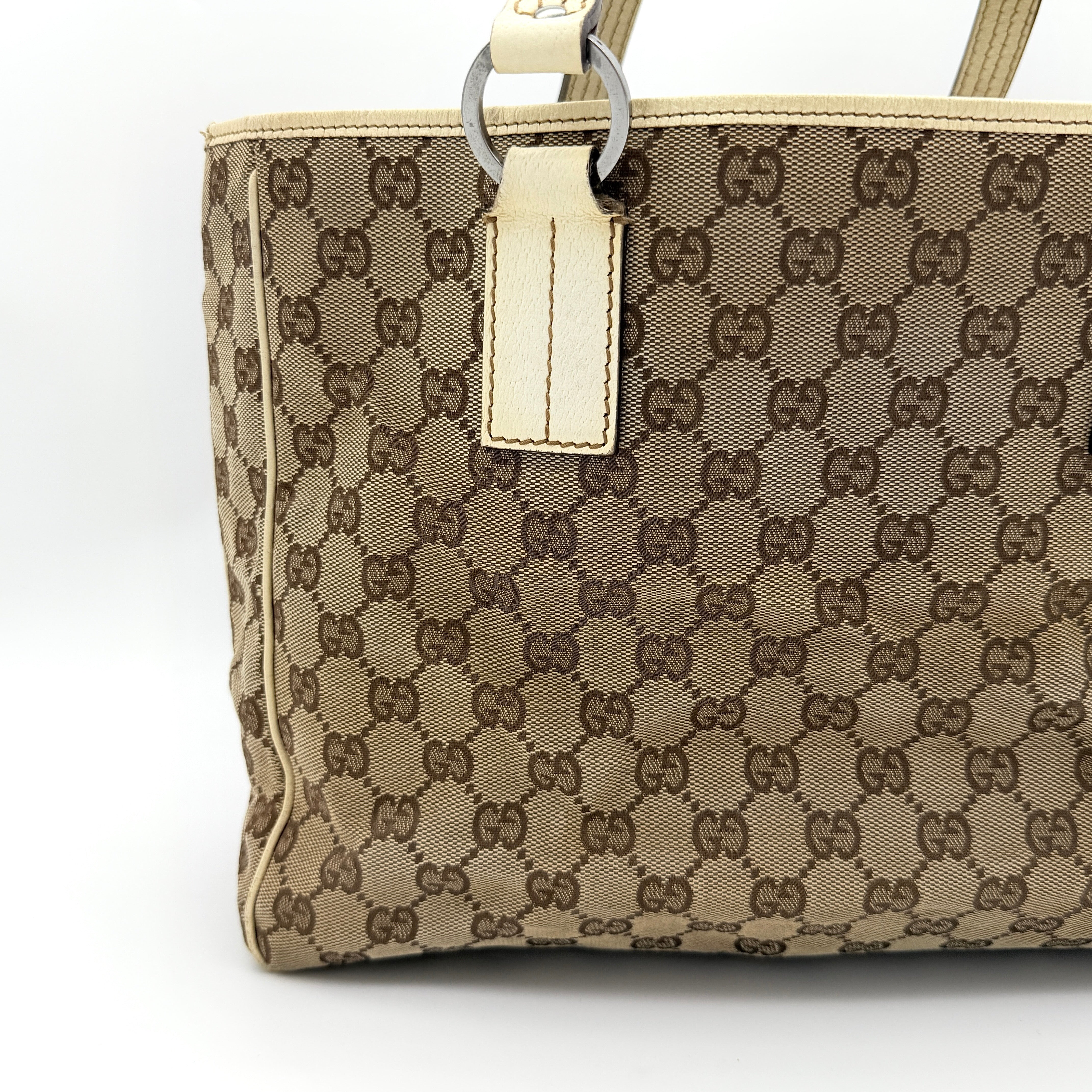 Gucci GG Monogram Tote Bag Beige/White