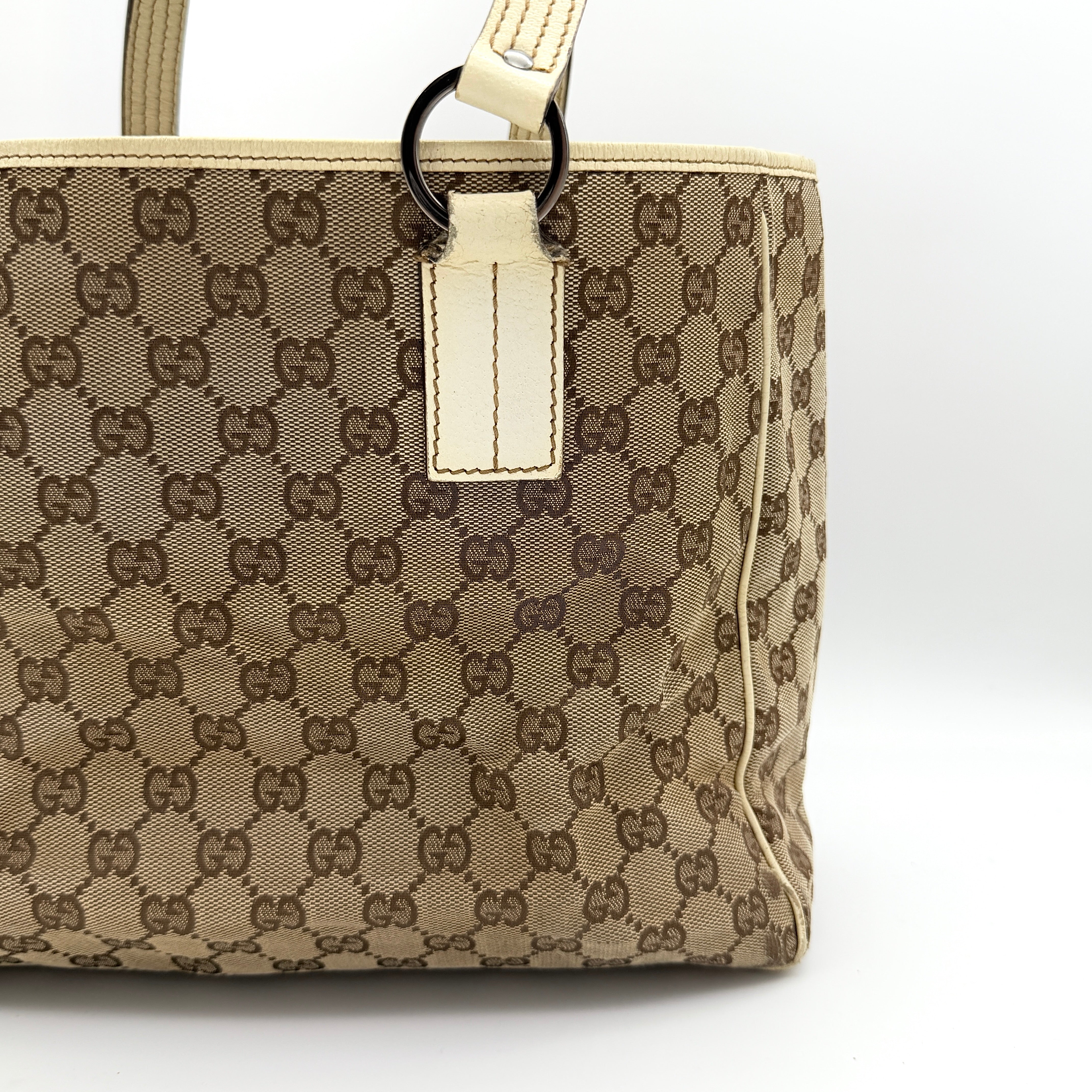 Gucci GG Monogram Tote Bag Beige/White