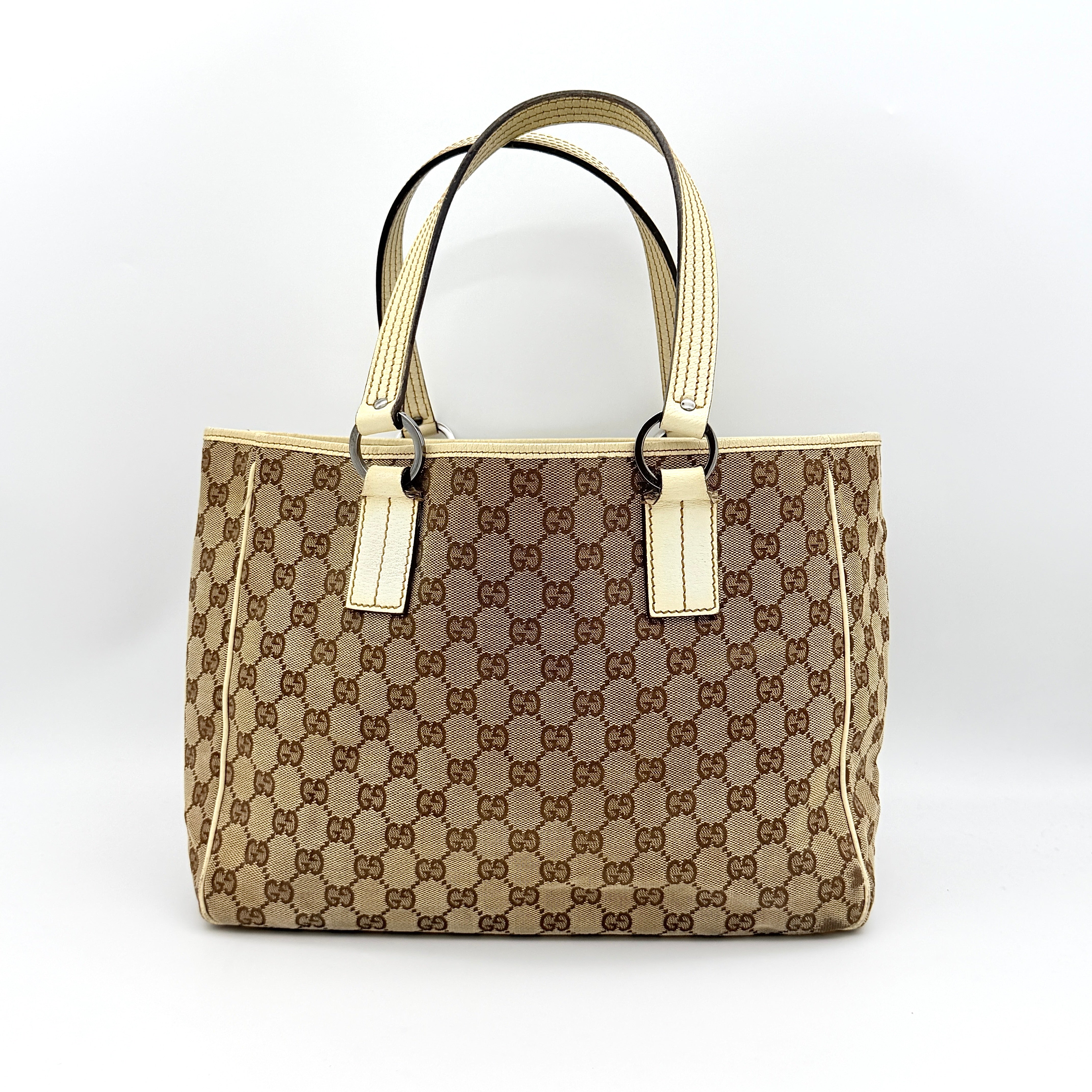 Gucci GG Monogram Tote Bag Beige/White