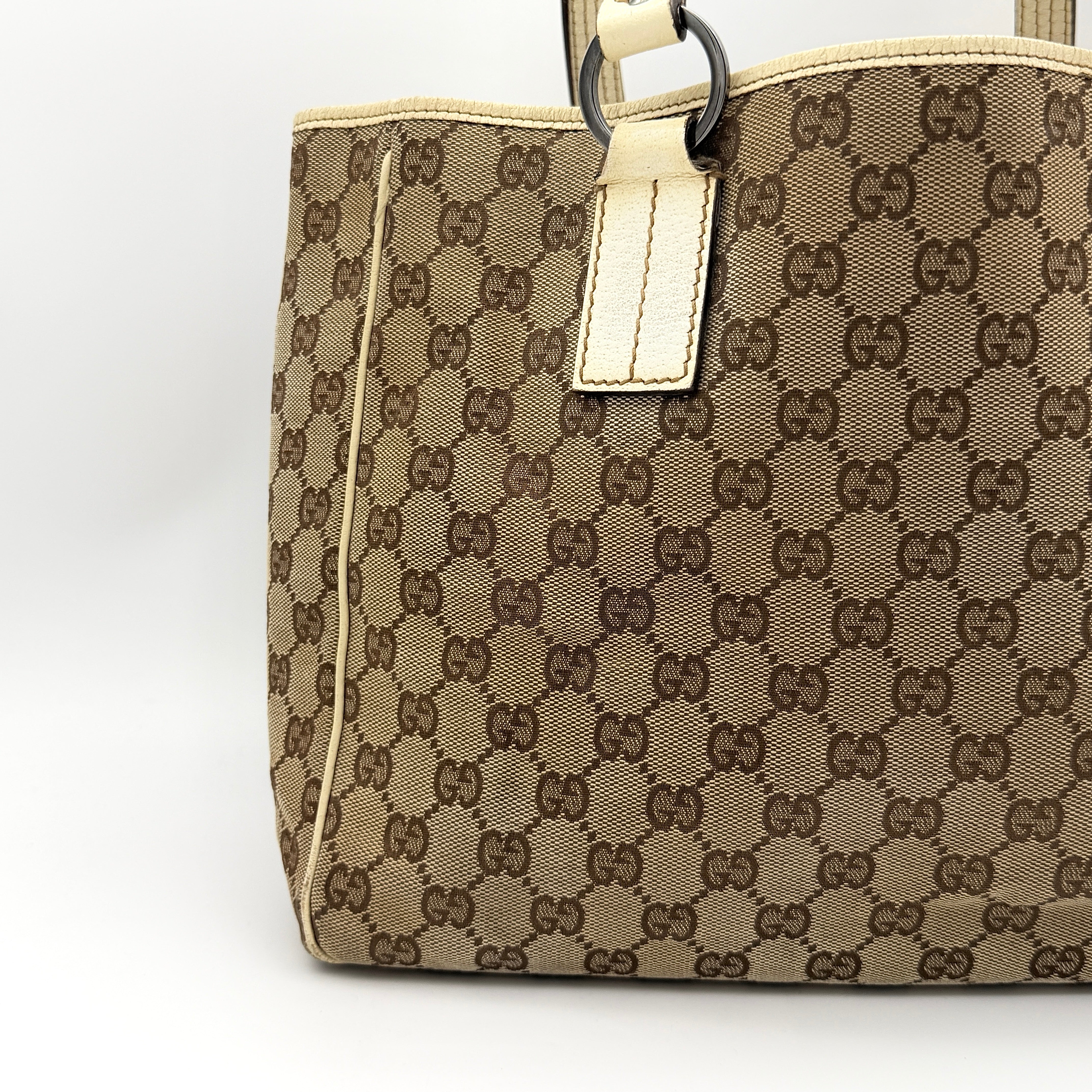 Gucci GG Monogram Tote Bag Beige/White
