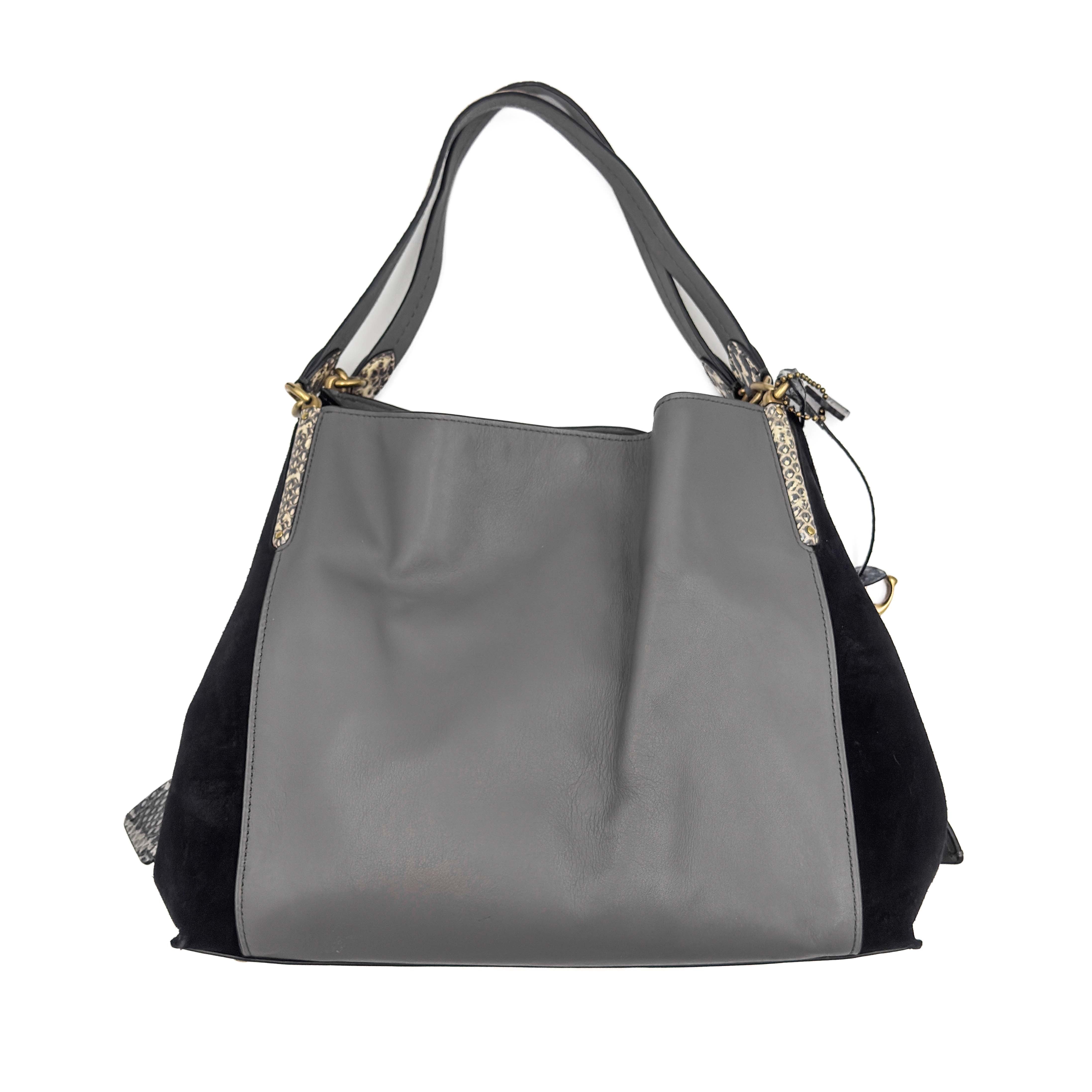 Coach Dalton 31 Snakeskin Hobo Shoulder Bag Grey/Black