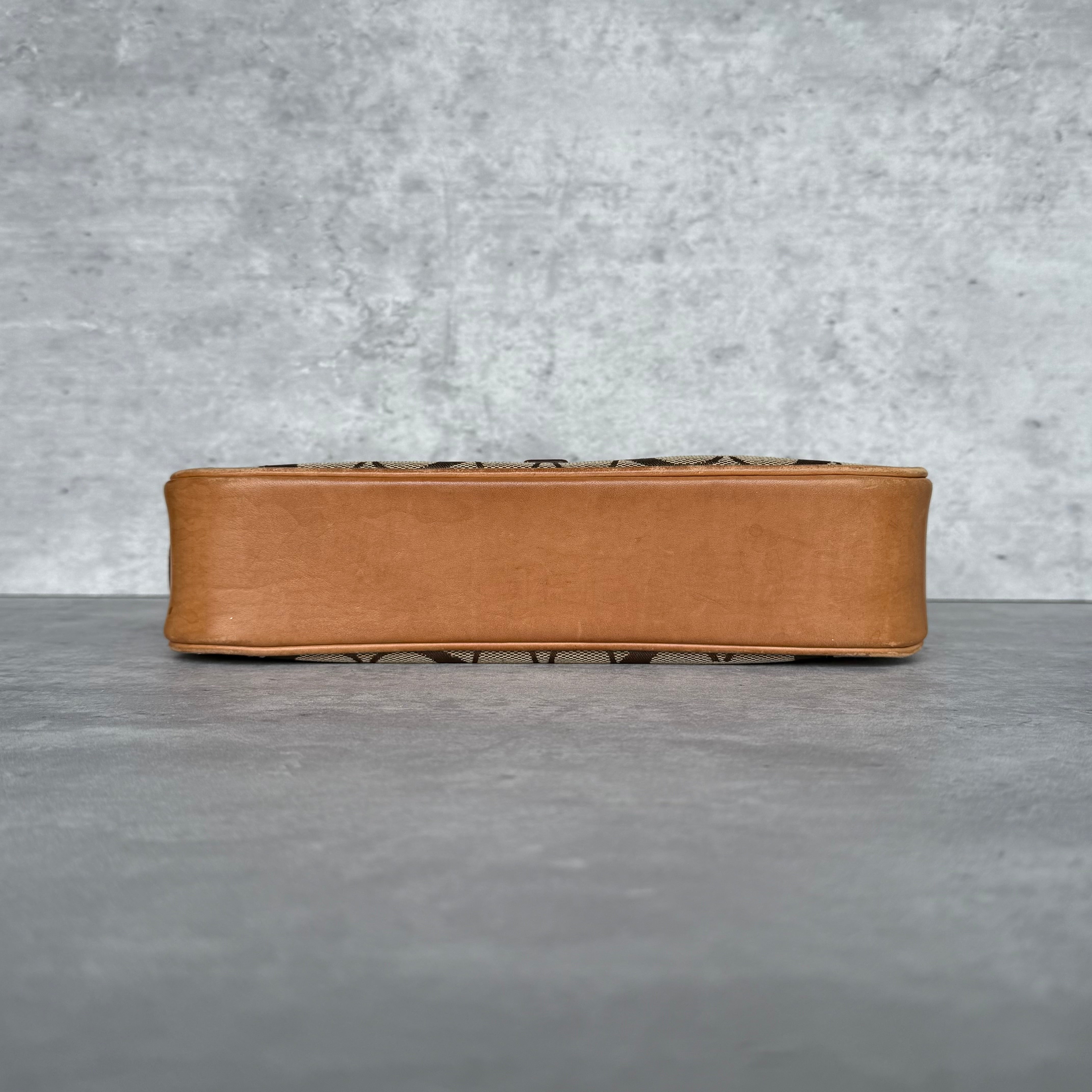 Coach Hobo Signature Clip Canvas Handbag Beige