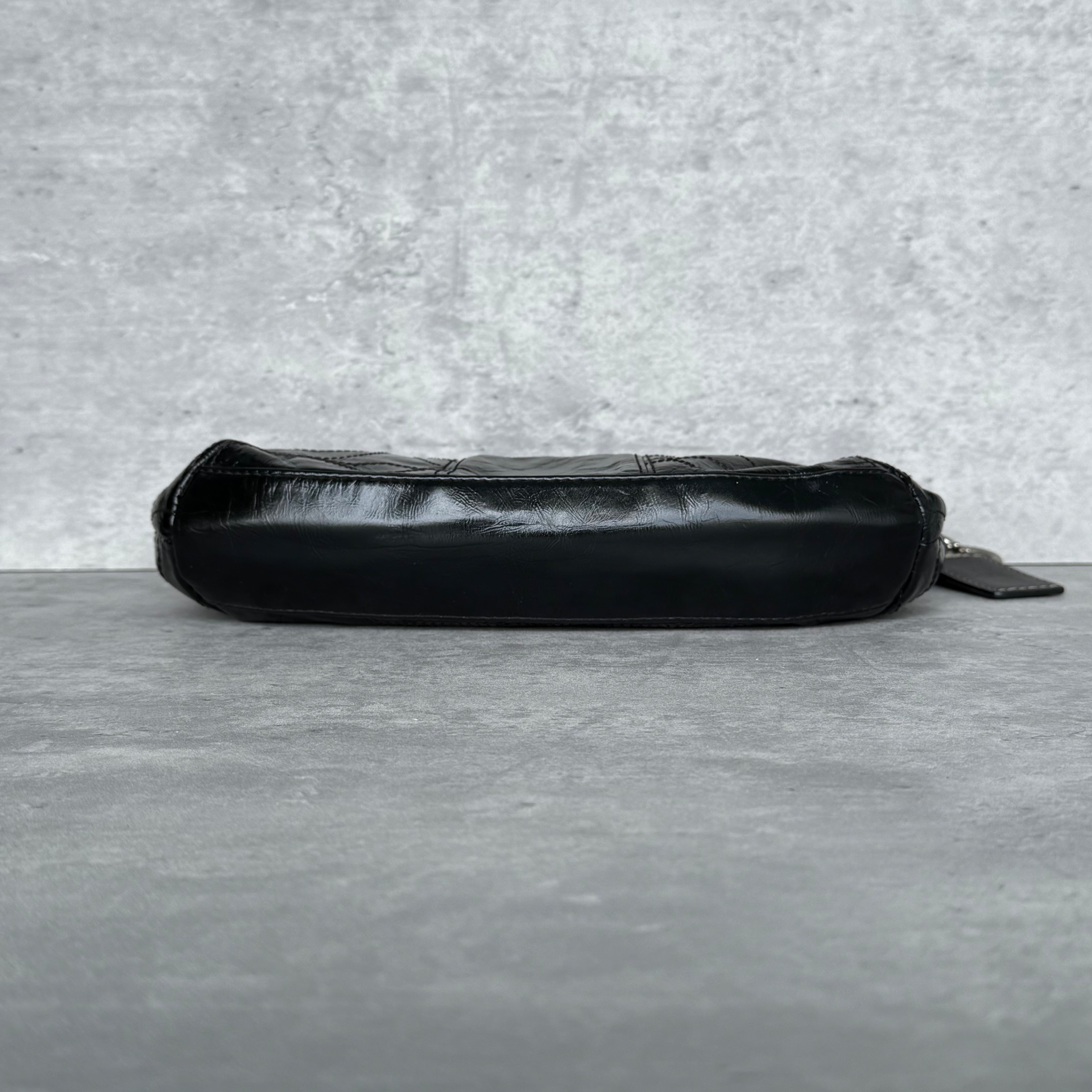 Coach 2Way Signature Patent Leather Shoulder Bag Black