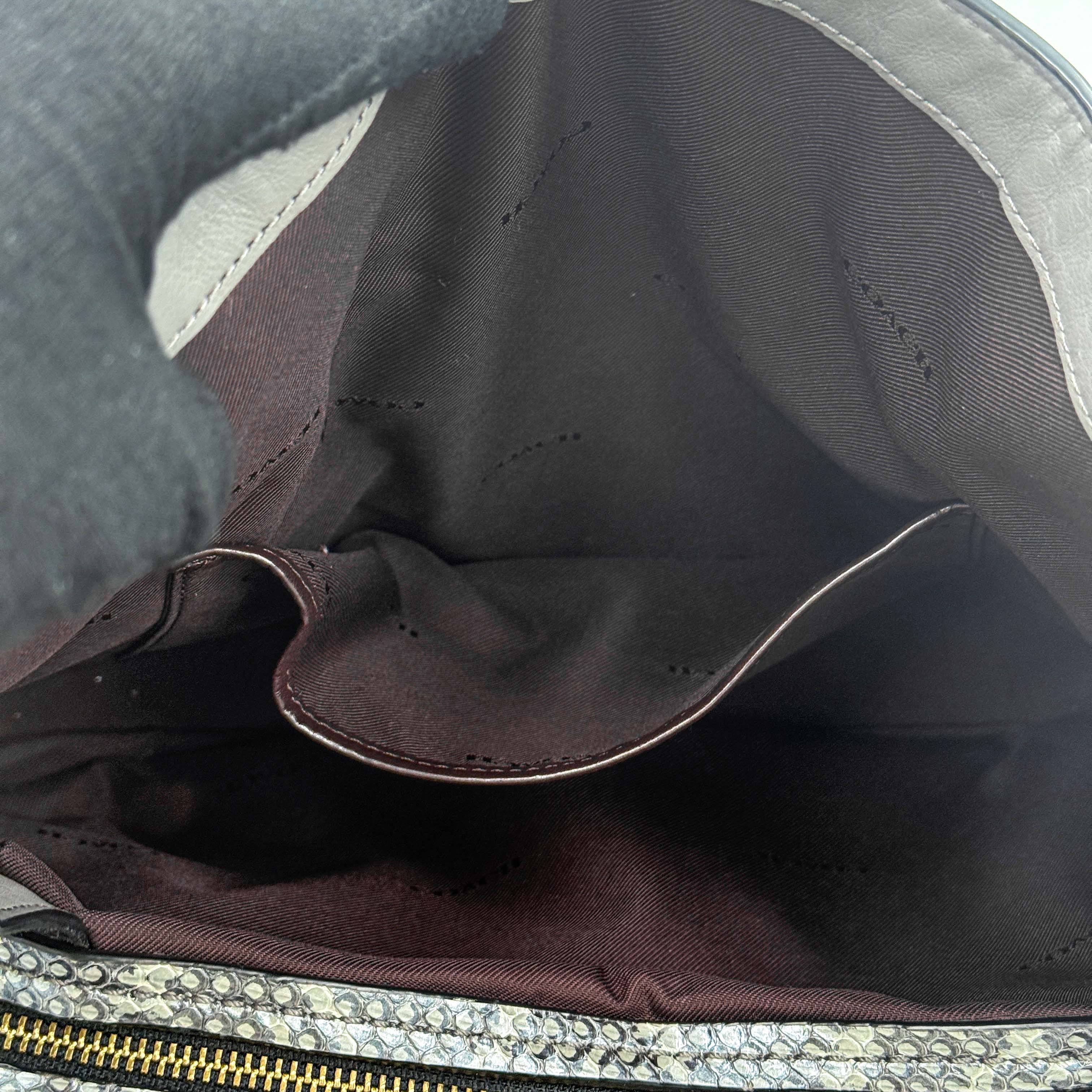Coach Dalton 31 Snakeskin Hobo Shoulder Bag Grey/Black