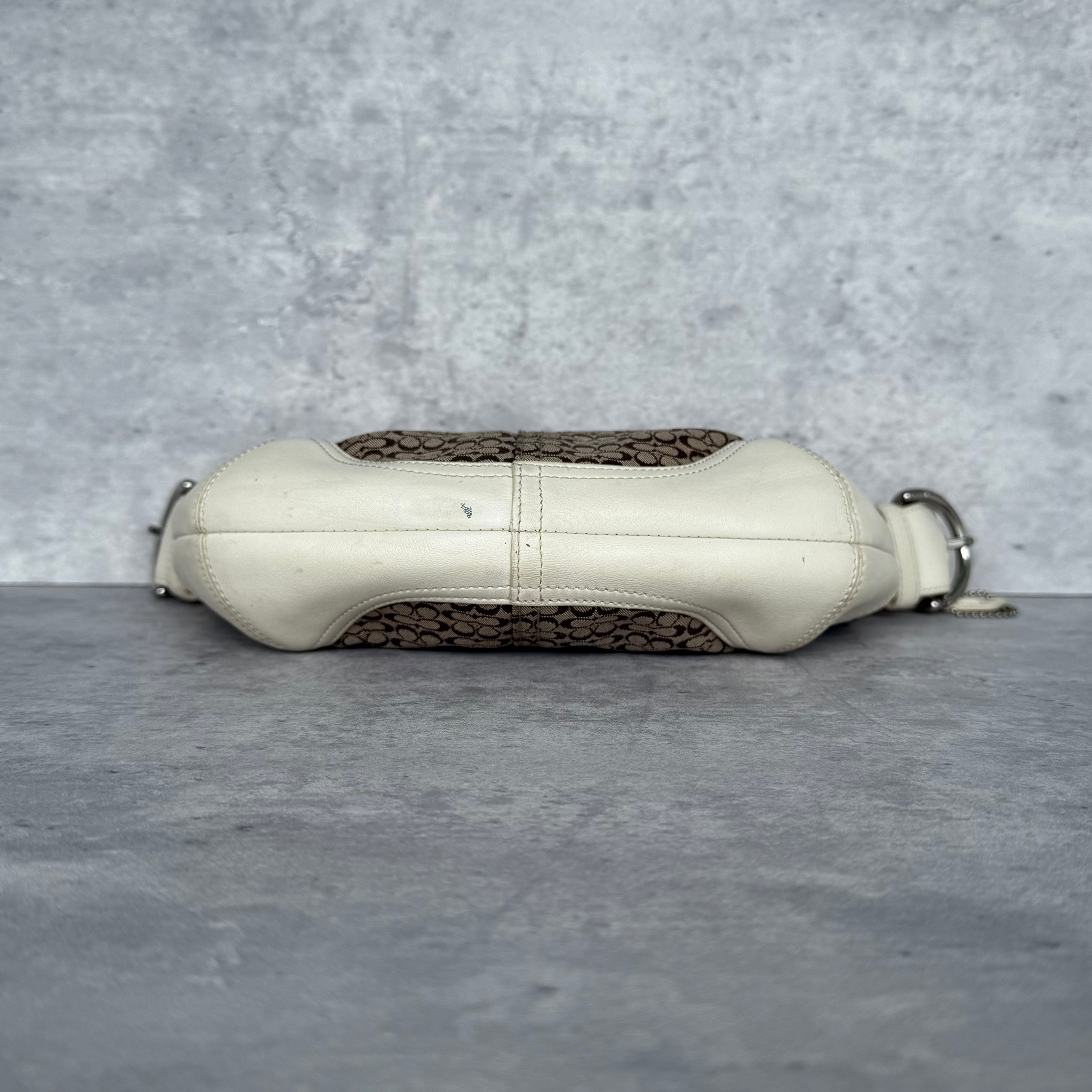 Coach Signature Mini Sufflette Shoulder Bag Beige/White