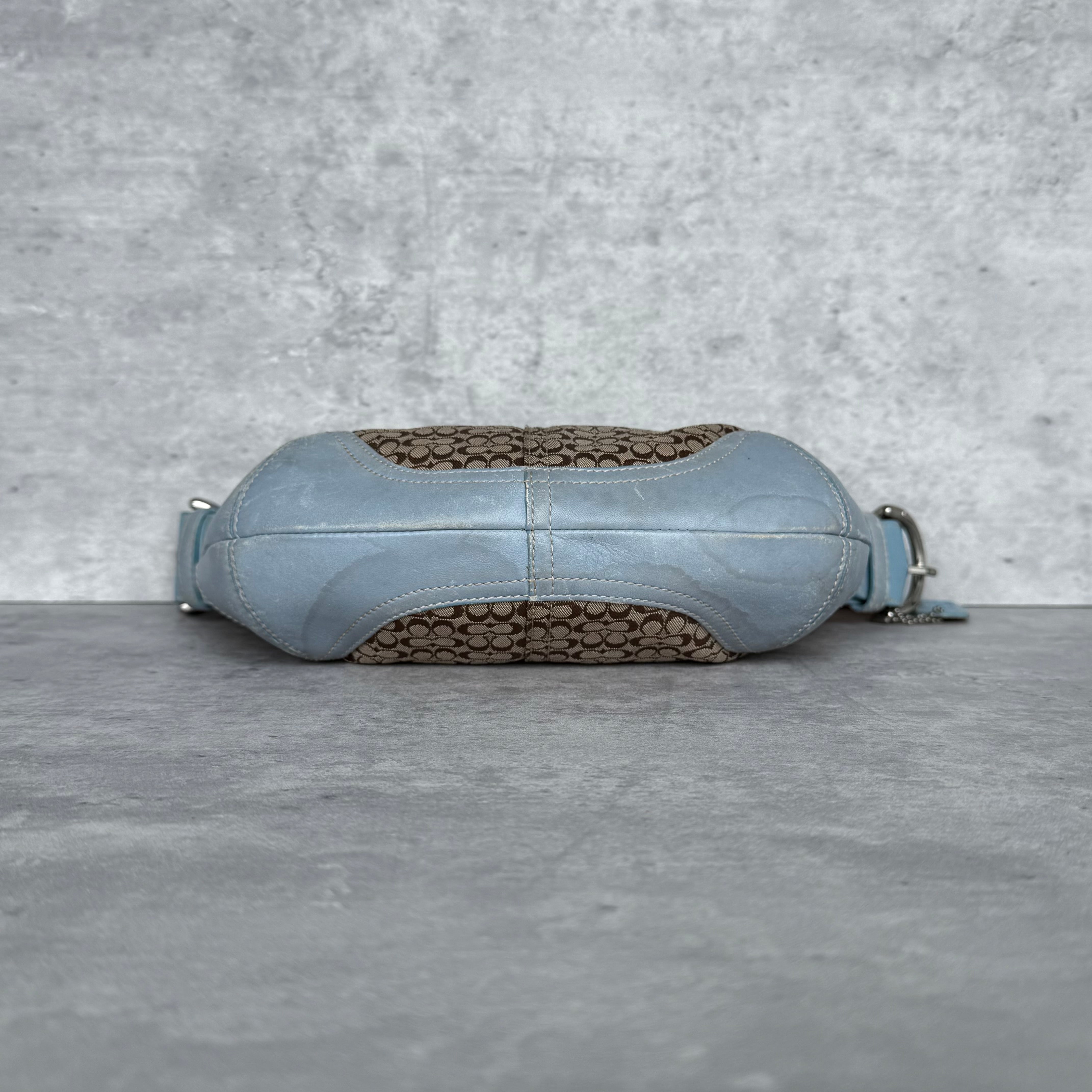 Coach Signature Mini Sufflette Shoulder Bag Beige/Blue