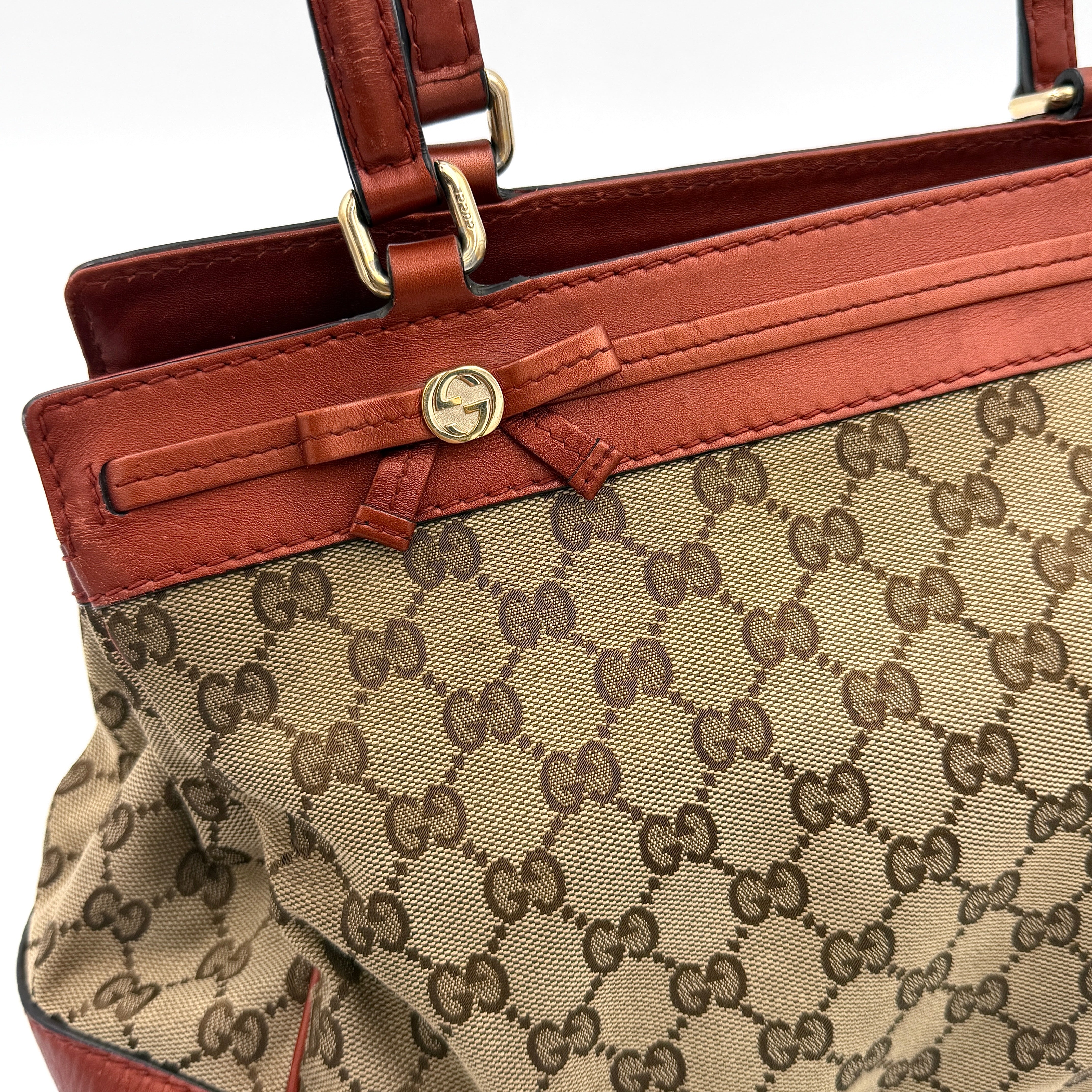 Gucci GG Monogram Mayfair Shoulder Bag Orange/Beige