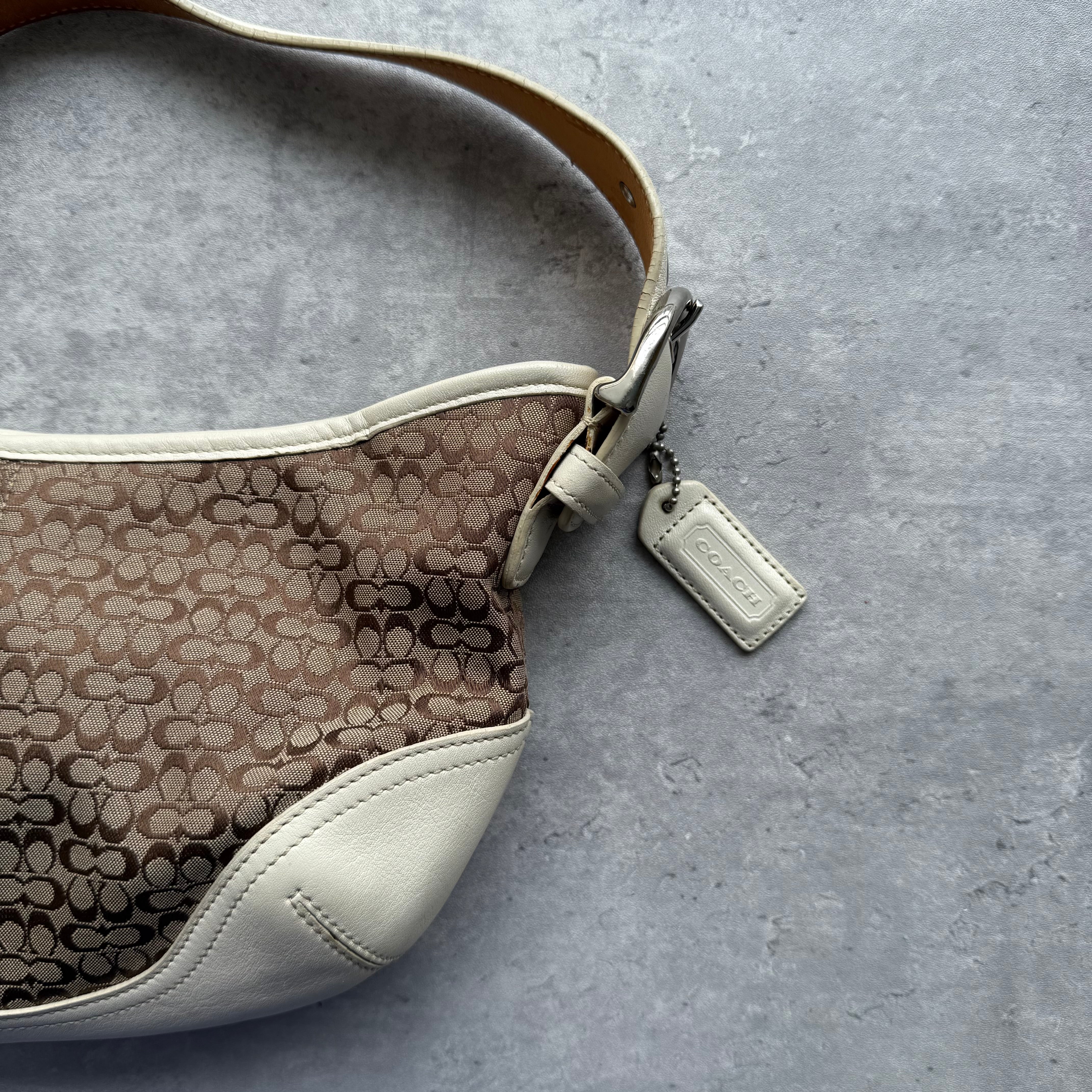 Coach Signature Mini Sufflette Shoulder Bag Beige/White