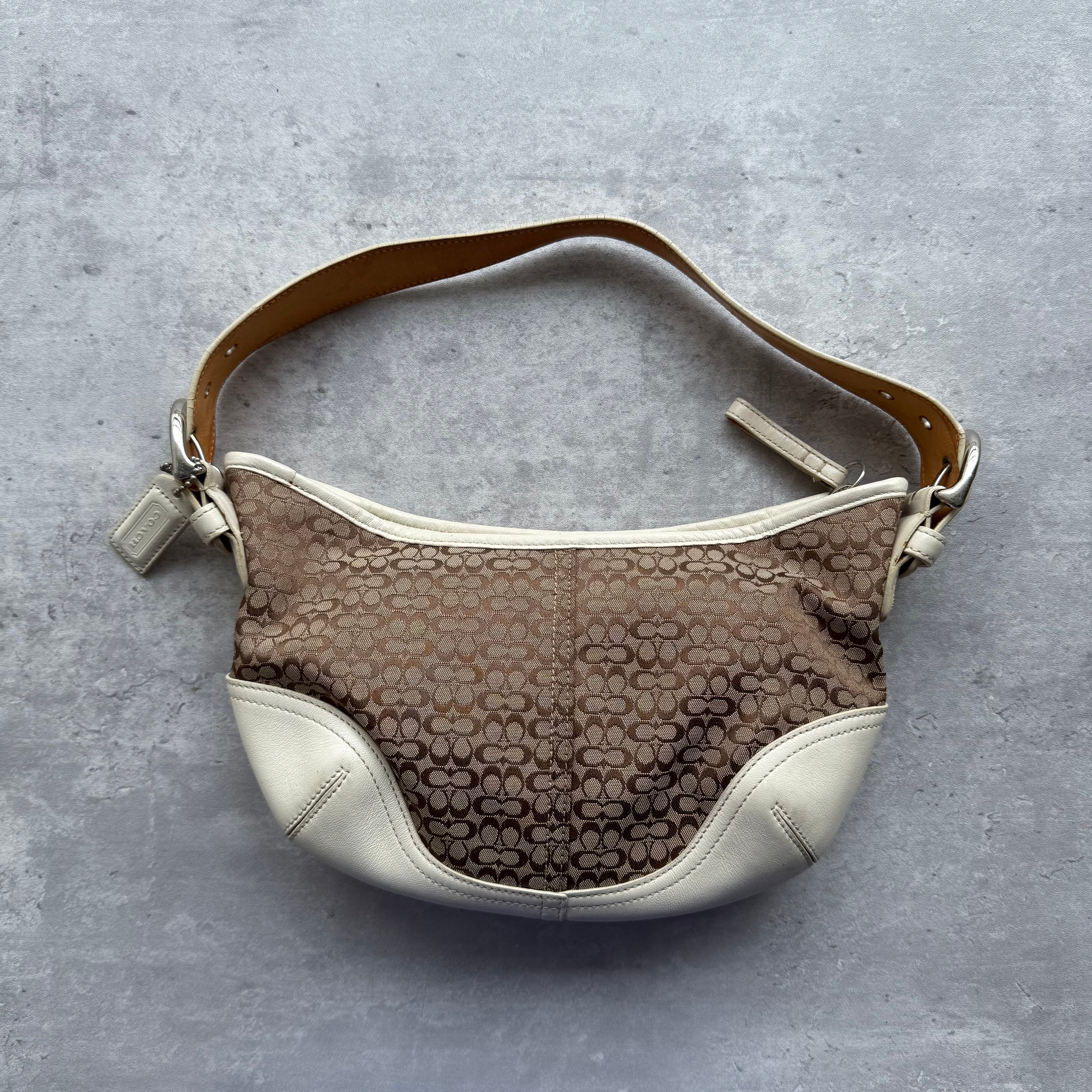 Coach Signature Mini Sufflette Shoulder Bag Beige/White