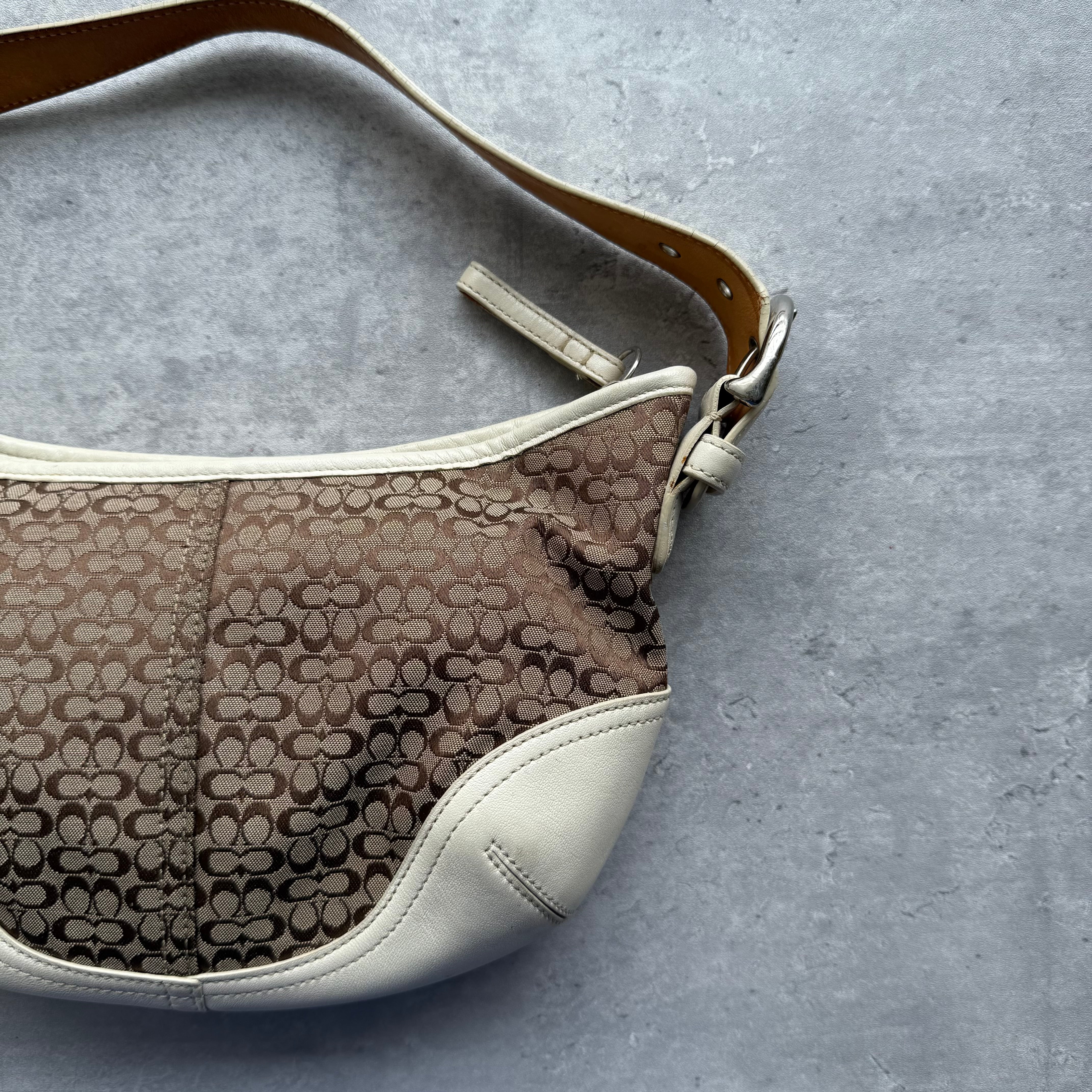 Coach Signature Mini Sufflette Shoulder Bag Beige/White