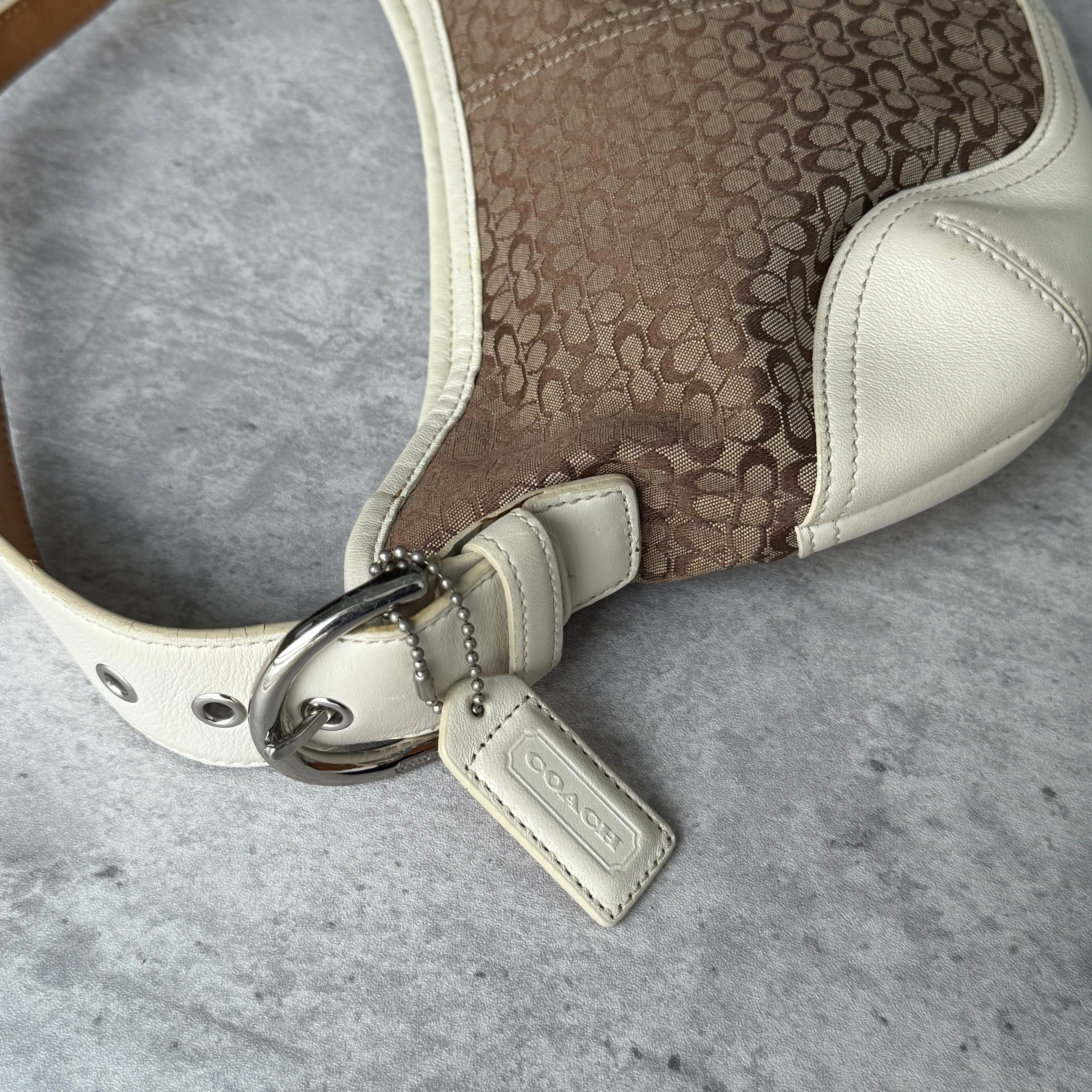 Coach Signature Mini Sufflette Shoulder Bag Beige/White