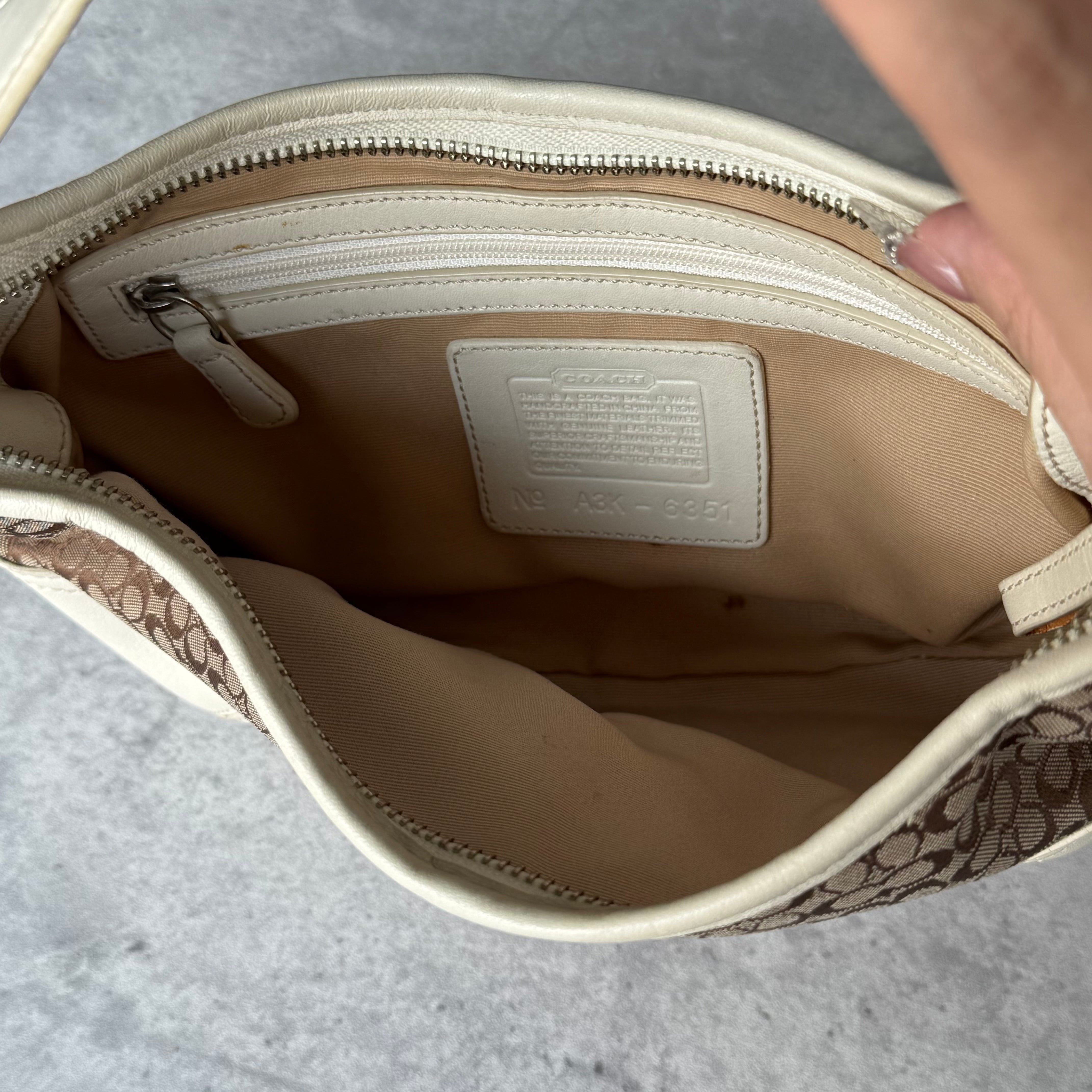 Coach Signature Mini Sufflette Shoulder Bag Beige/White