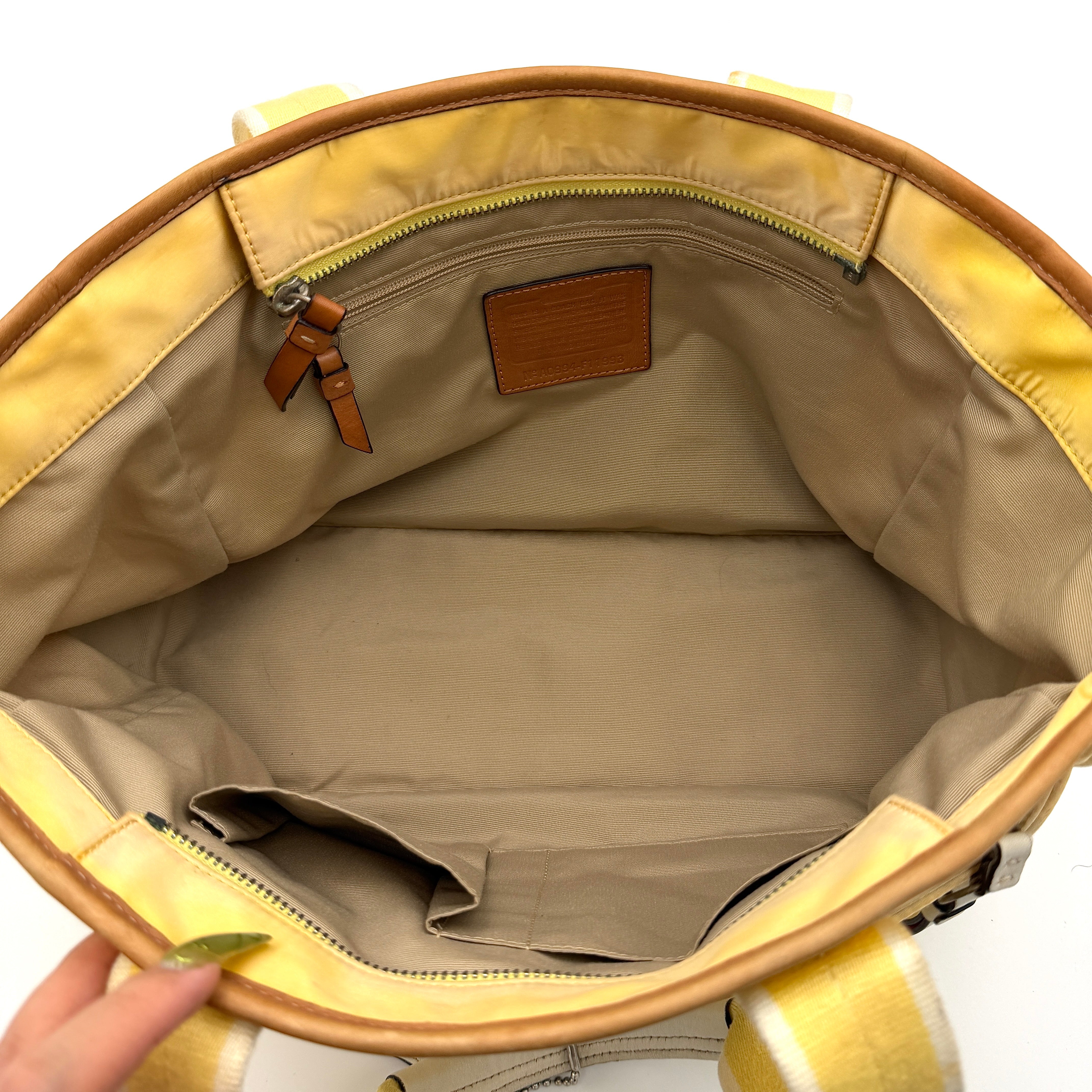 Coach Hampton Sateen Satchel Bag Yellow