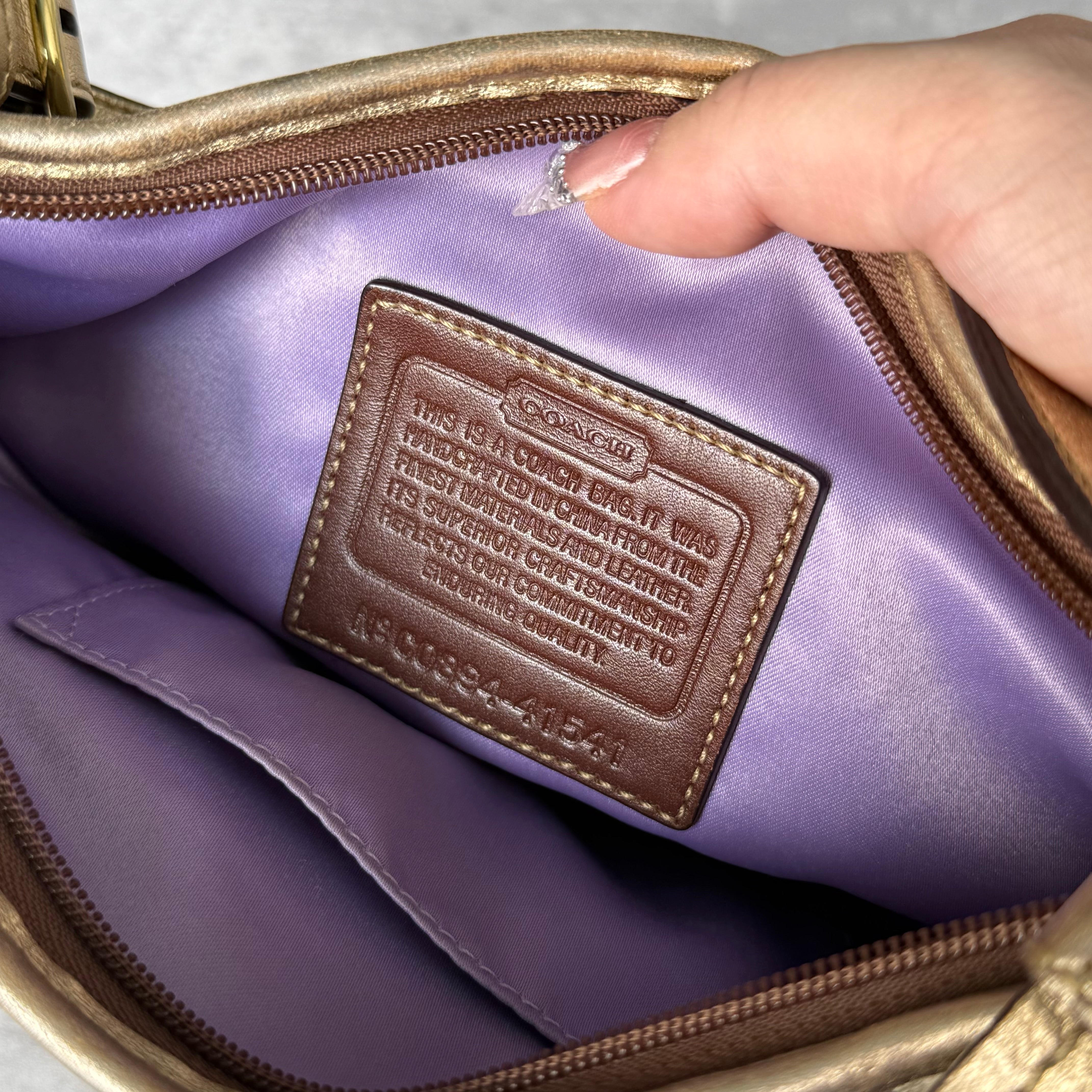 Coach Signature Sacoche Shoulder Bag Beige/Gold