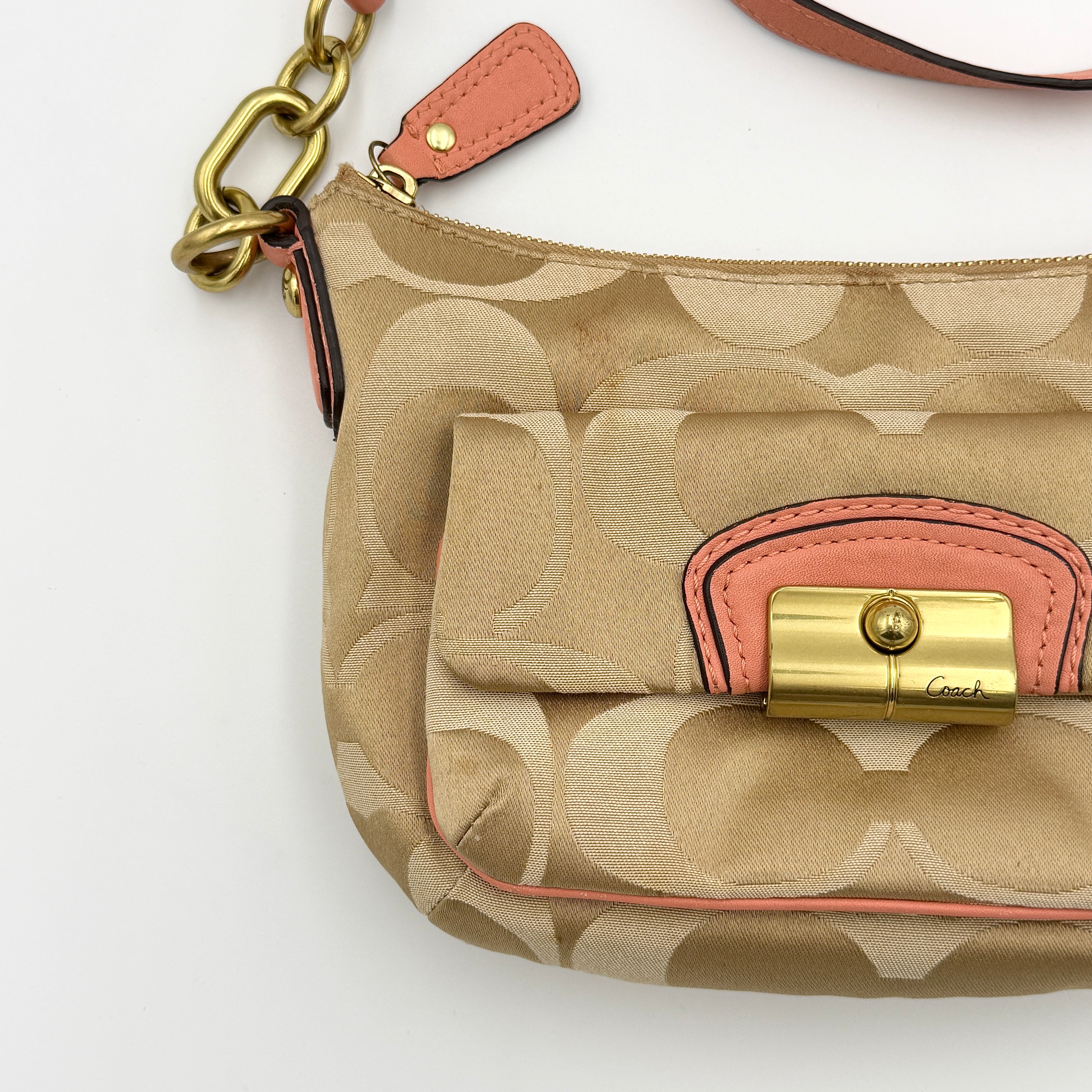 Coach Signature Kristin Crossbody Bag Pink/Beige