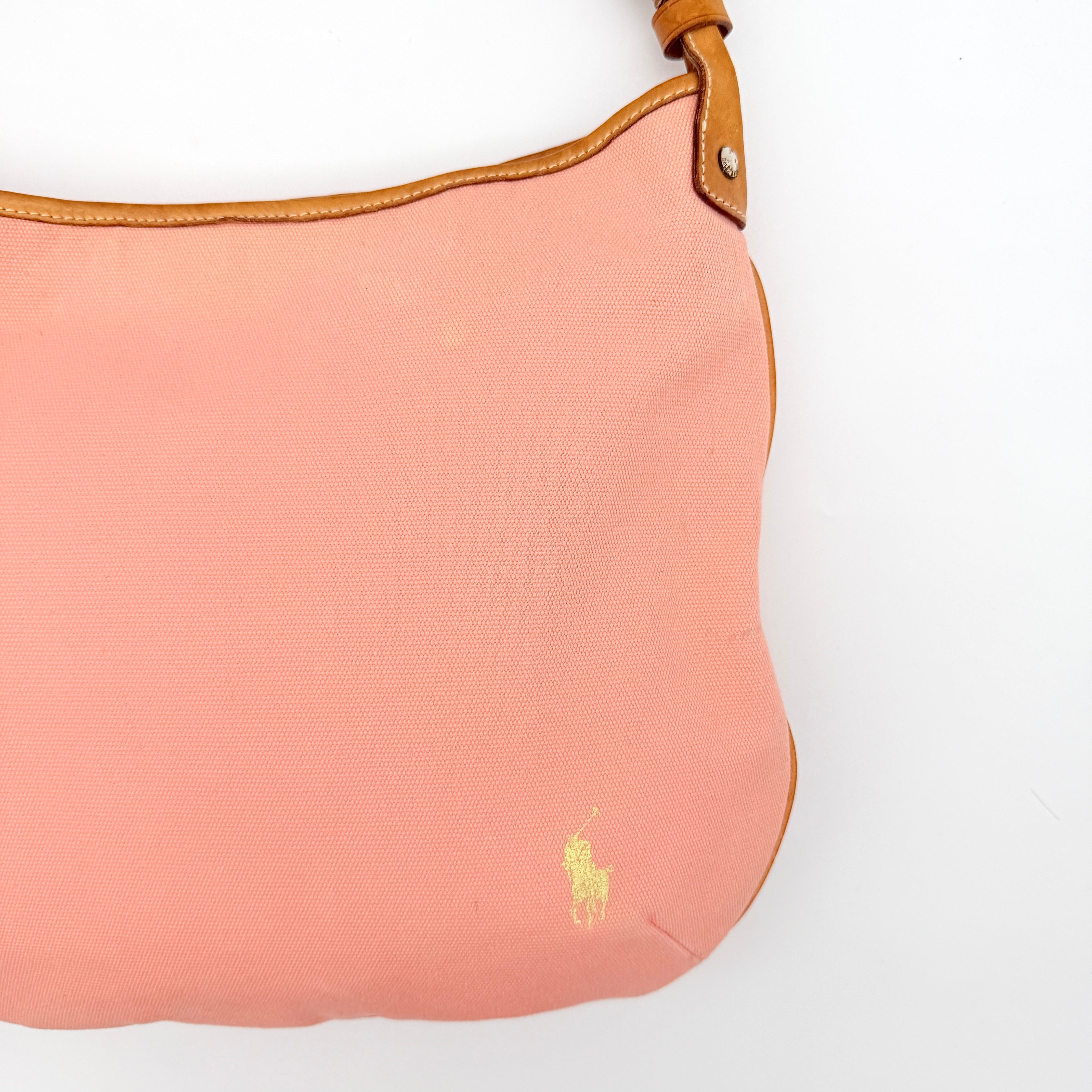 Ralph Lauren Hobo Shoulder Bag Pink/Tan