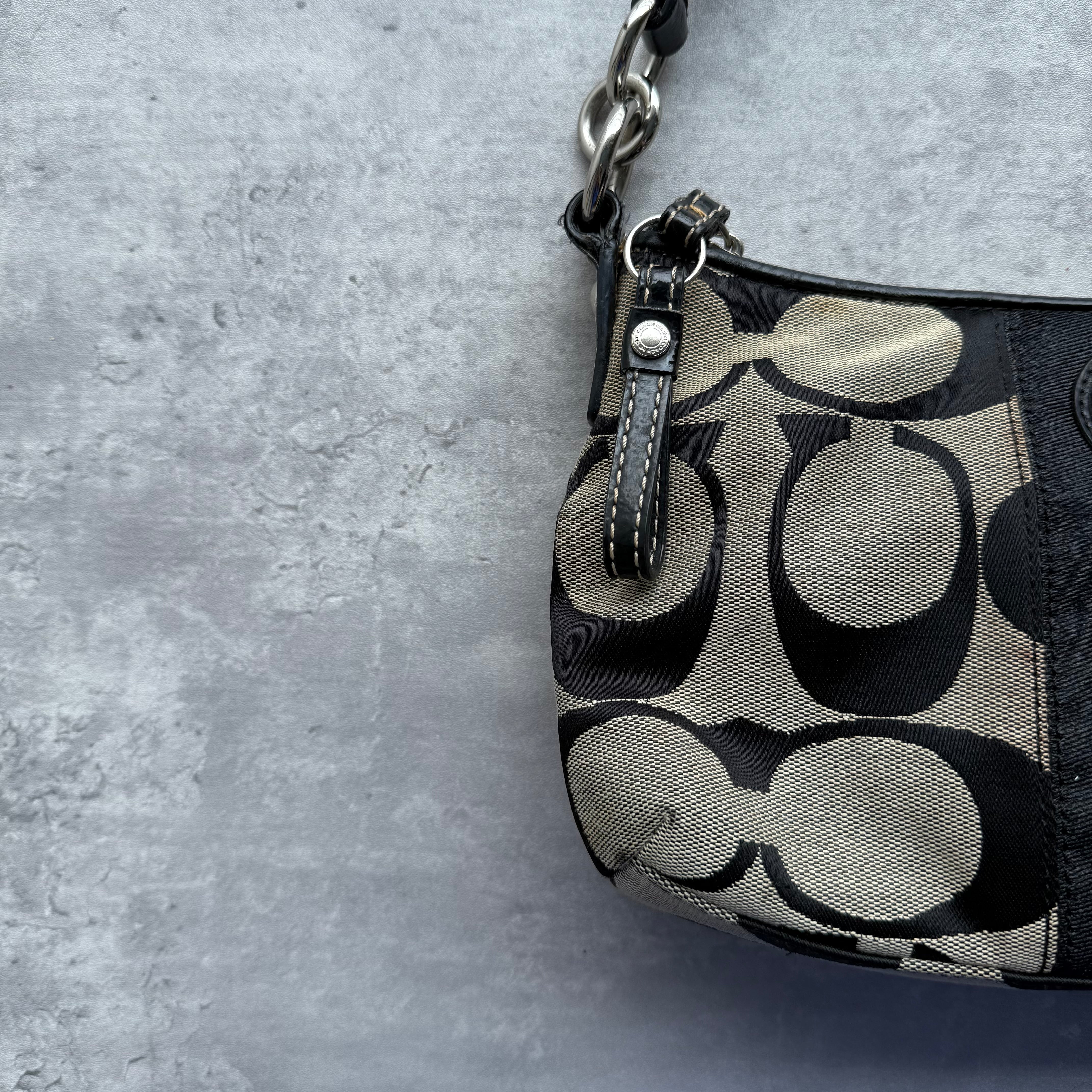 Coach 2Way Signature Stripe ShoulderBag Grey/Black