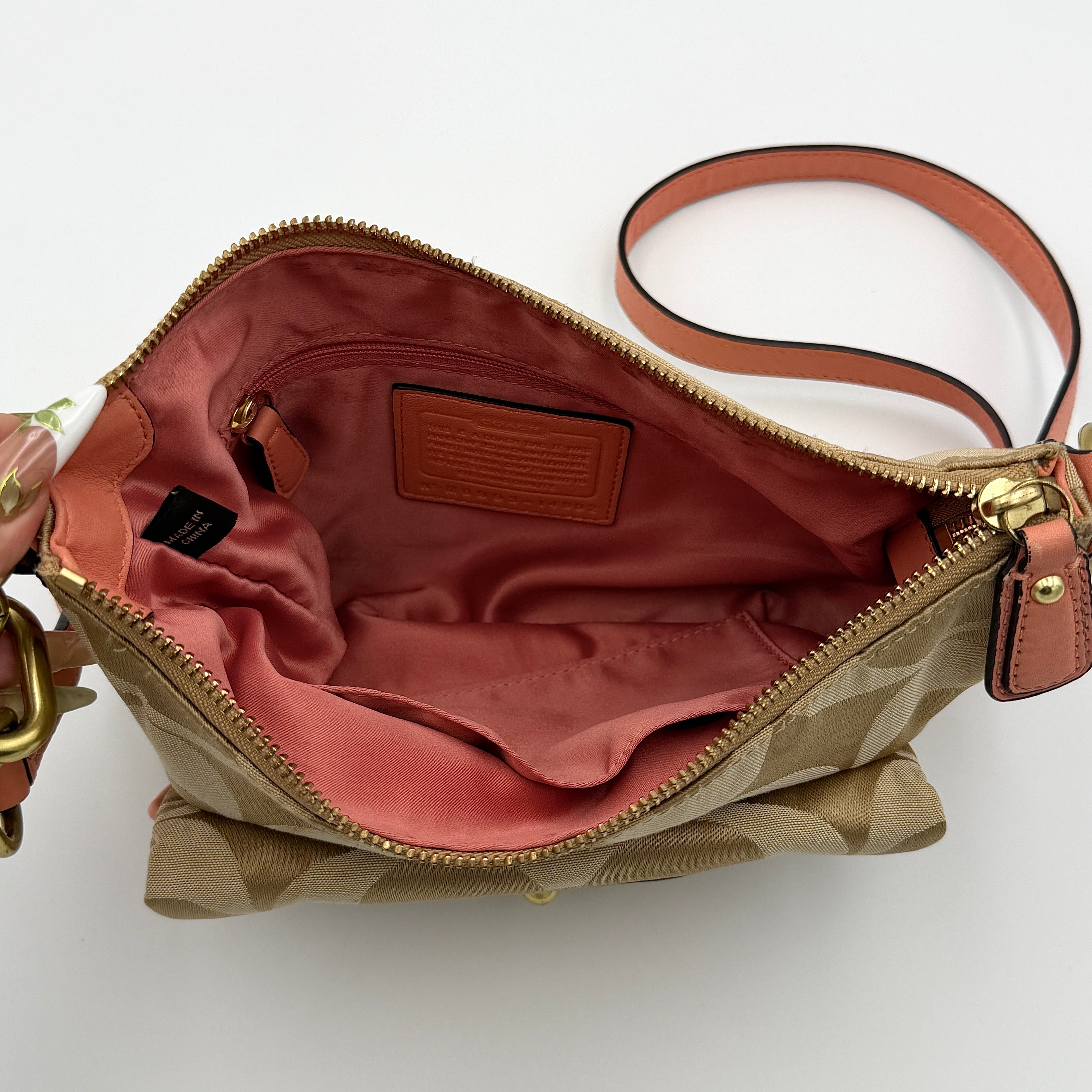 Coach Signature Kristin Crossbody Bag Pink/Beige