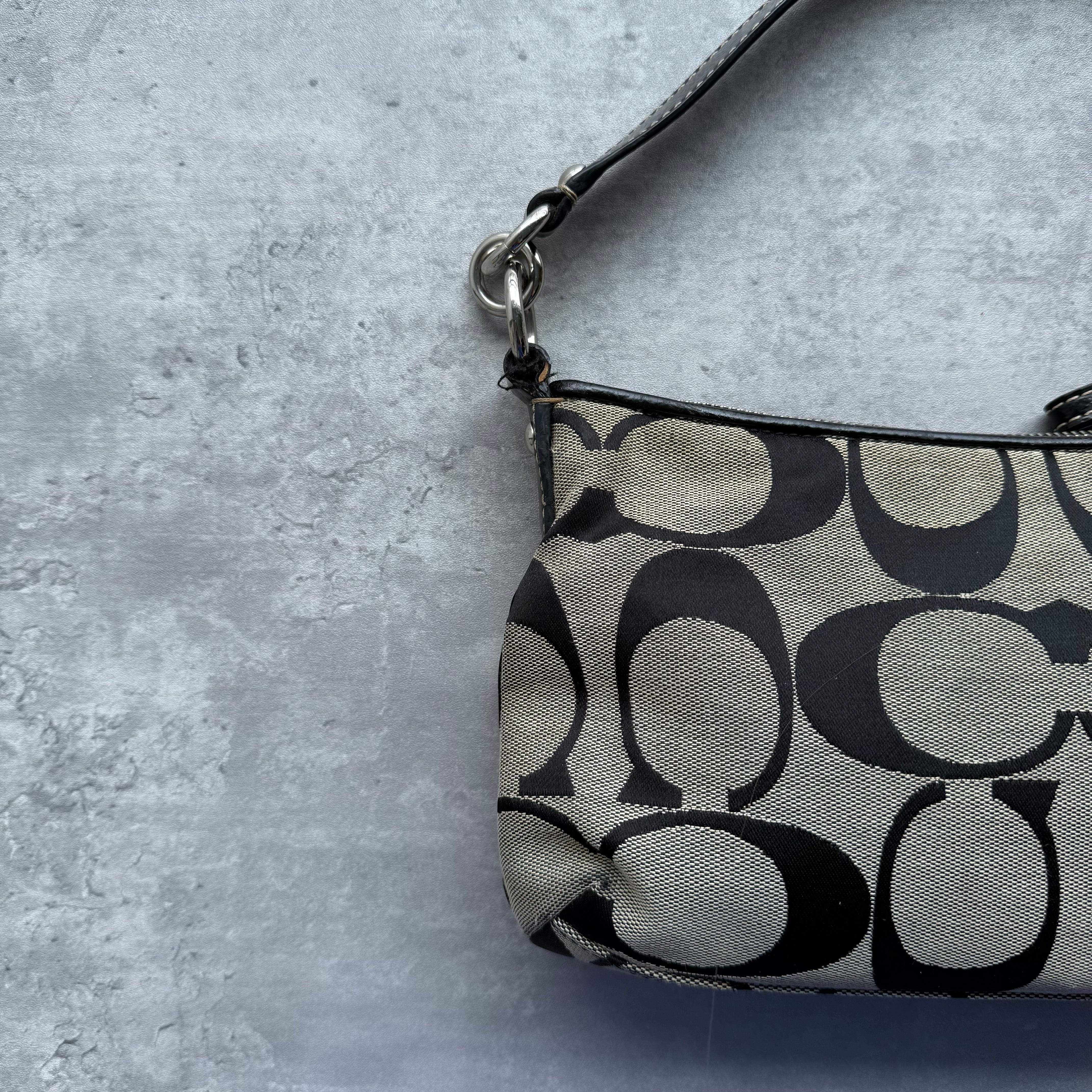 Coach 2Way Signature Stripe ShoulderBag Grey/Black