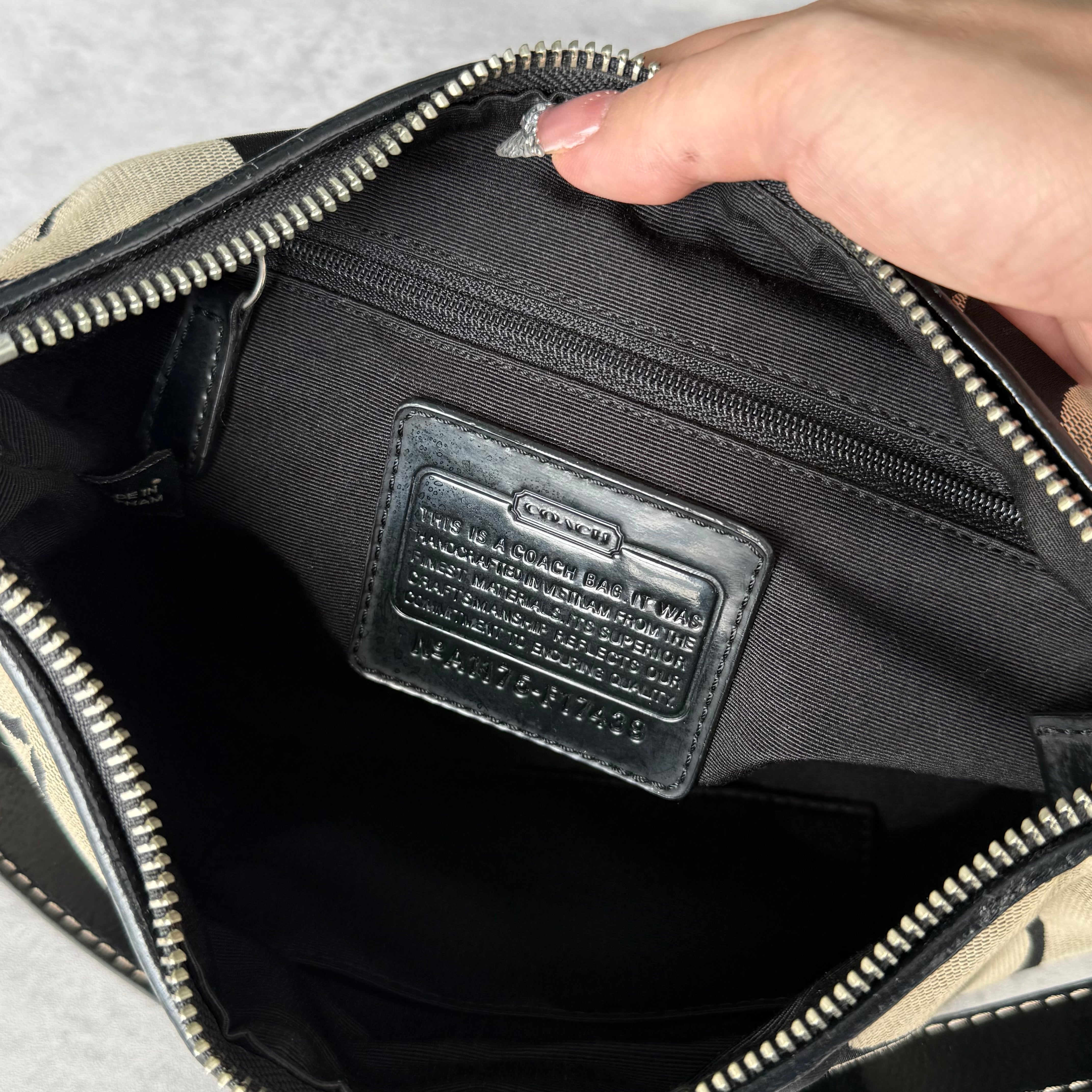 Coach 2Way Signature Stripe ShoulderBag Grey/Black