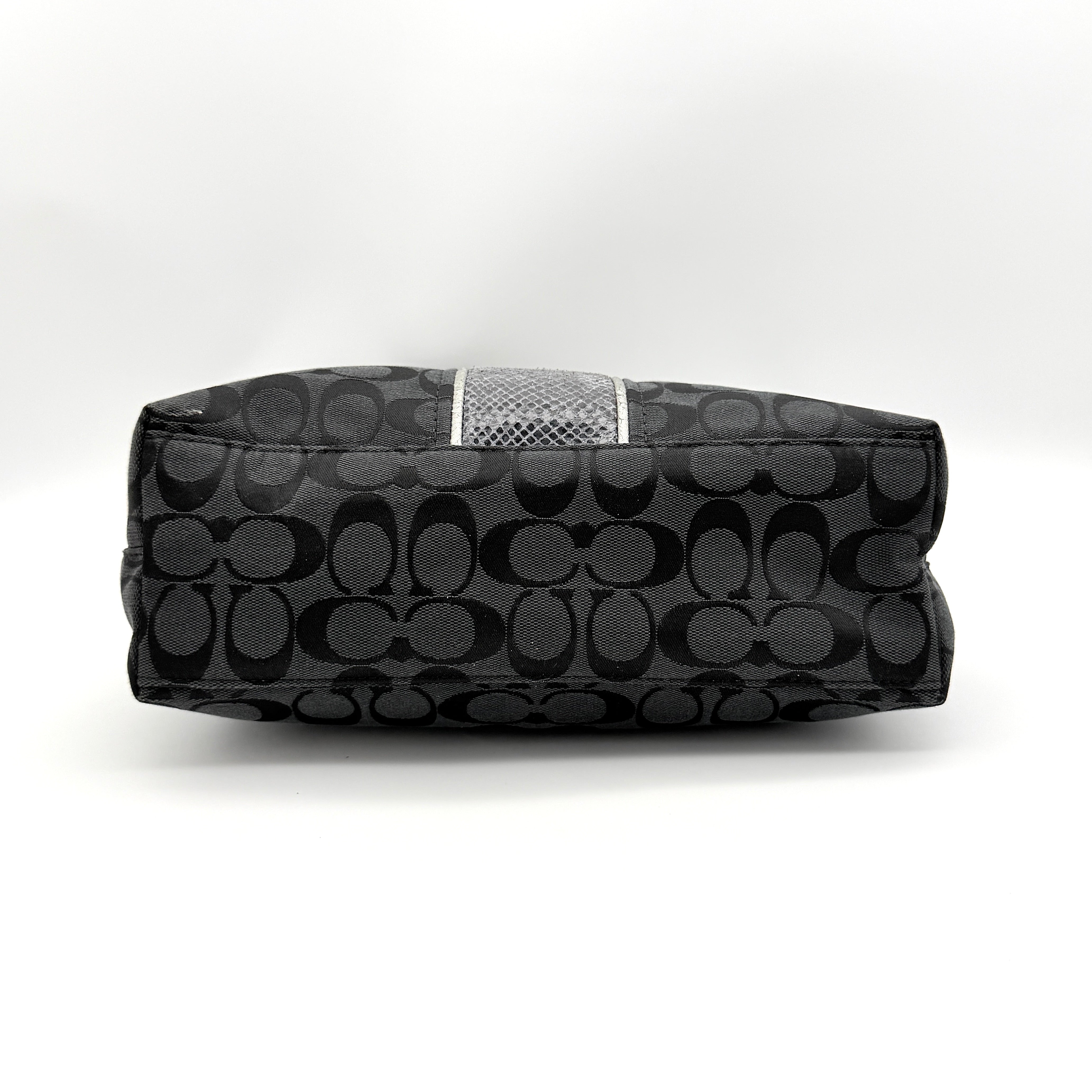 Coach Signature Stripe Python Tote Bag Black