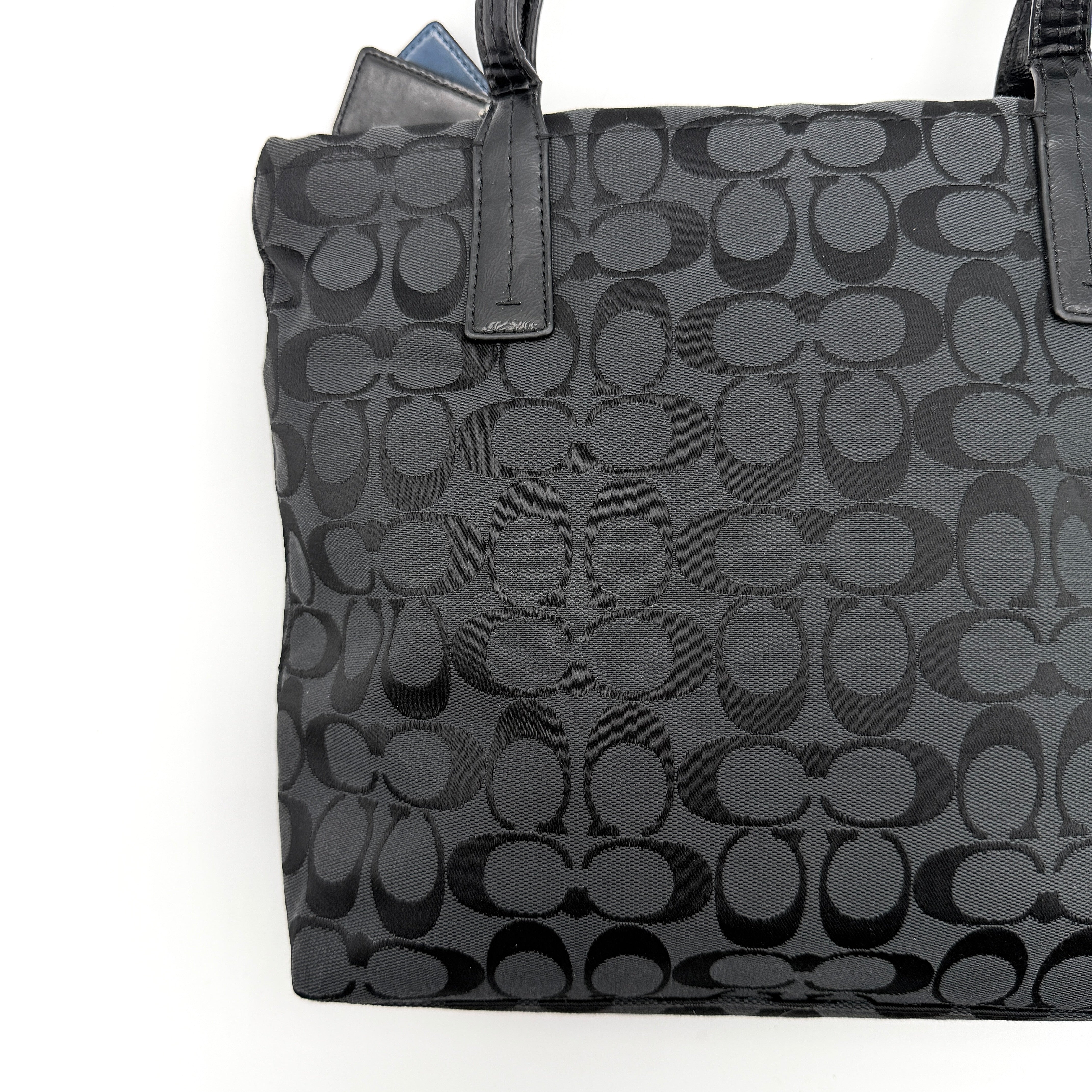 Coach Signature Stripe Python Tote Bag Black