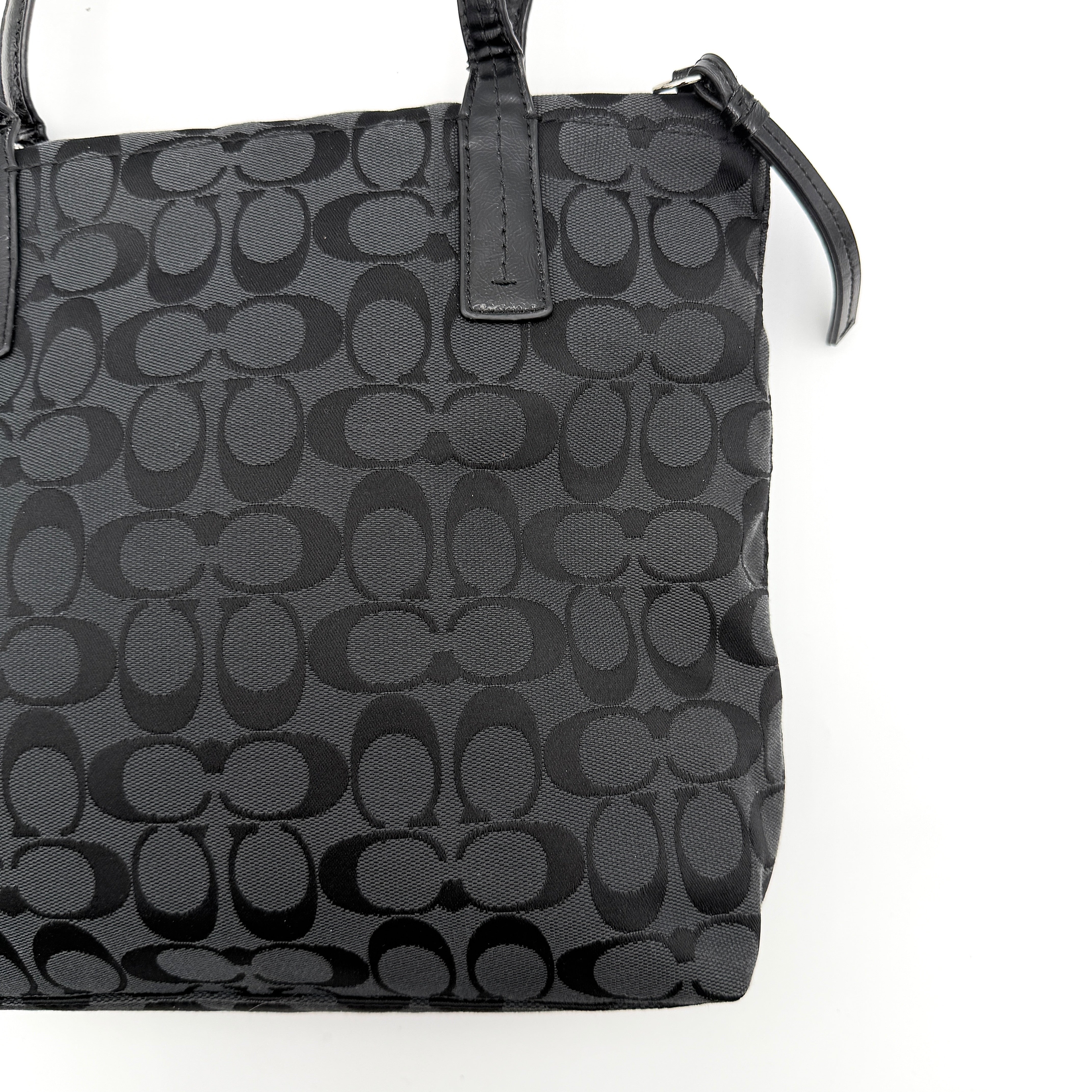 Coach Signature Stripe Python Tote Bag Black
