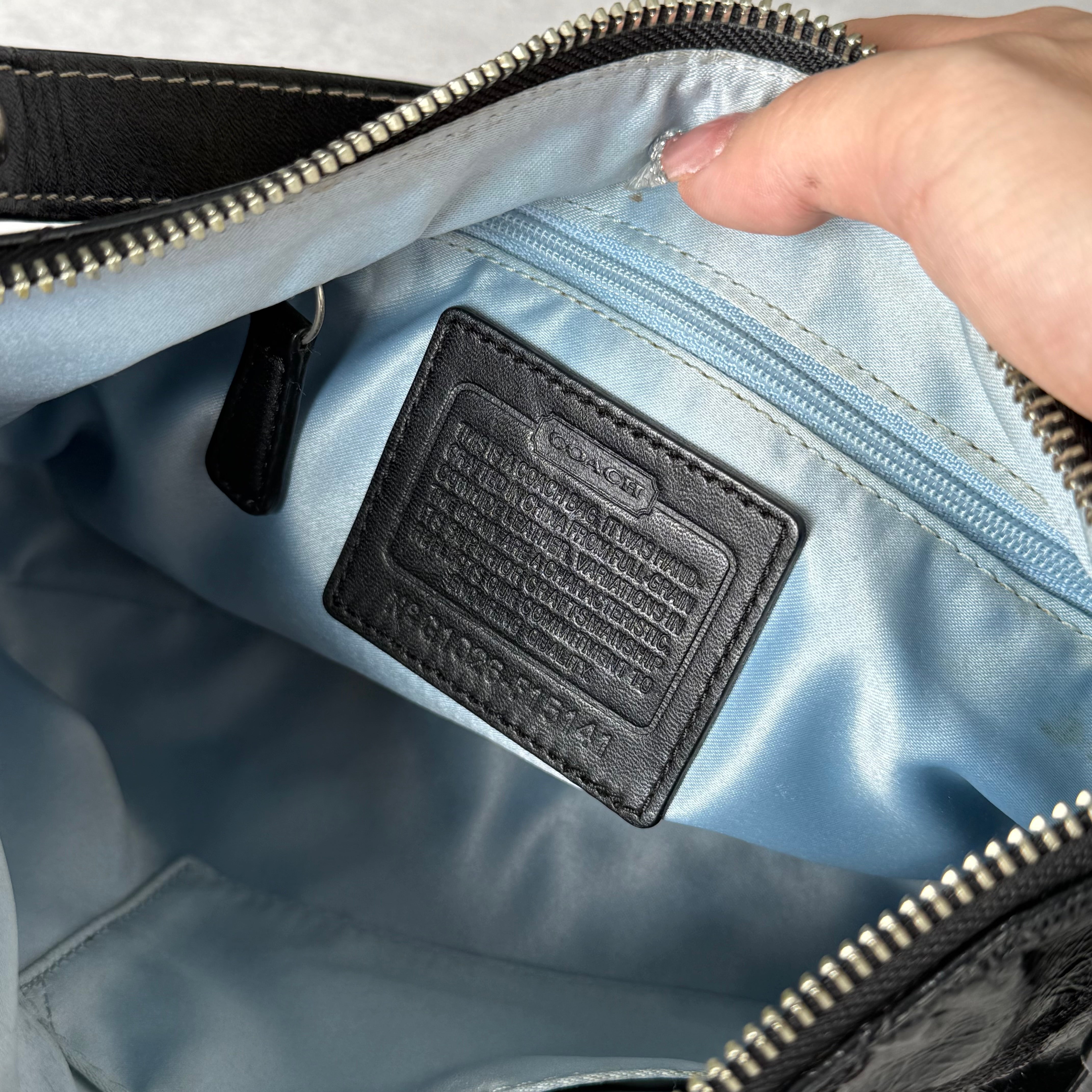 Coach 2Way Signature Patent Leather Shoulder Bag Black