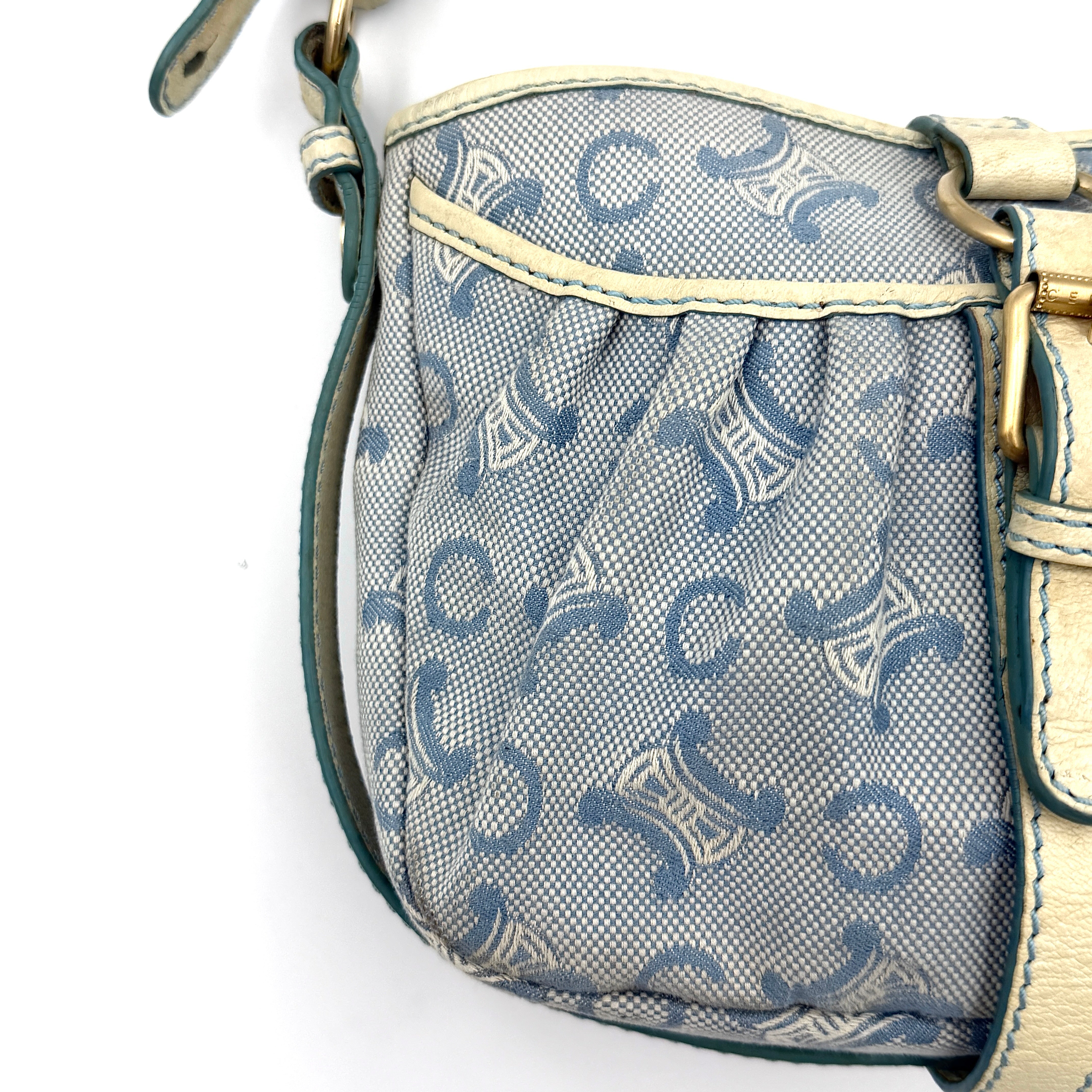 Celine Macdam Canvas Crossbody Bag Blue/White
