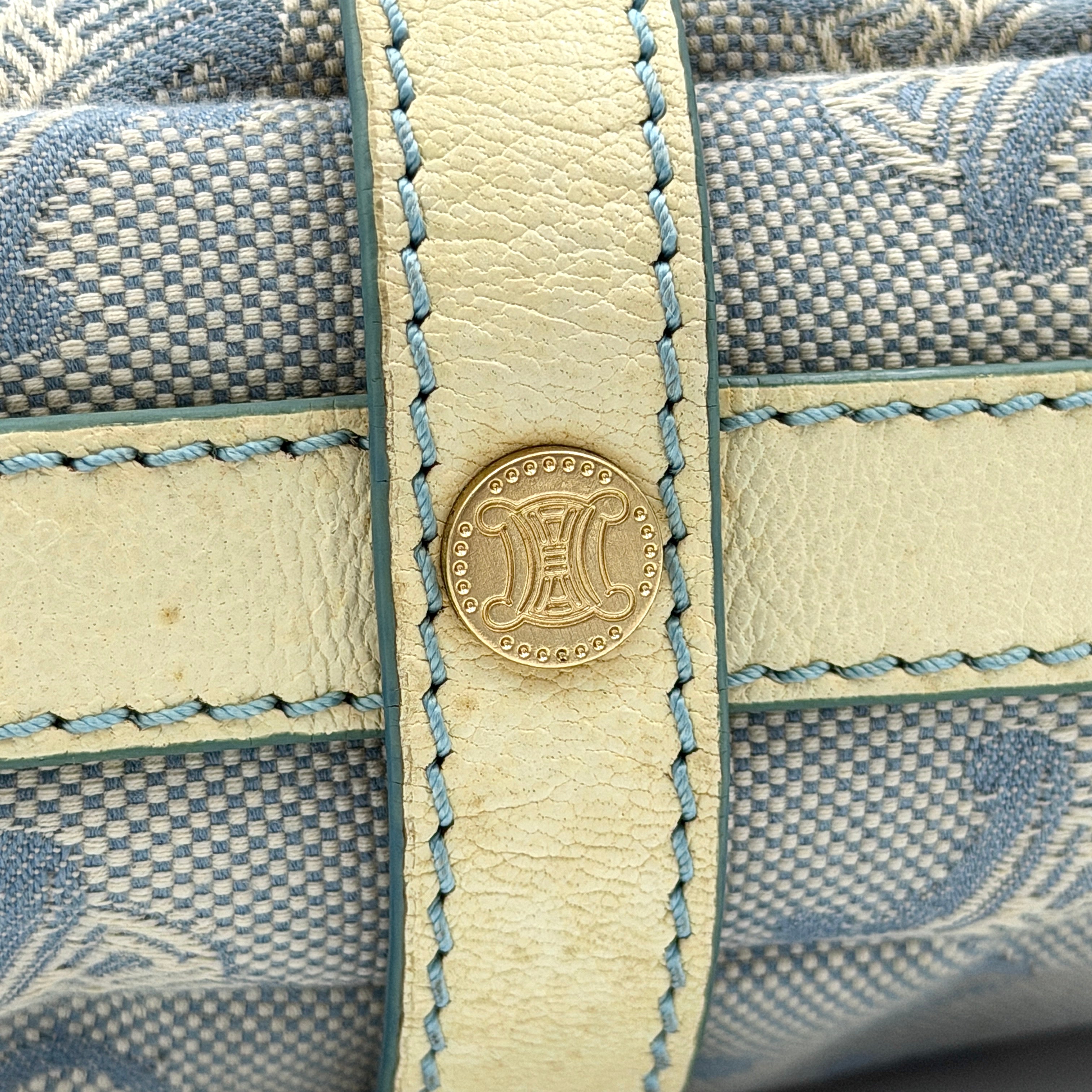 Celine Macdam Canvas Crossbody Bag Blue/White