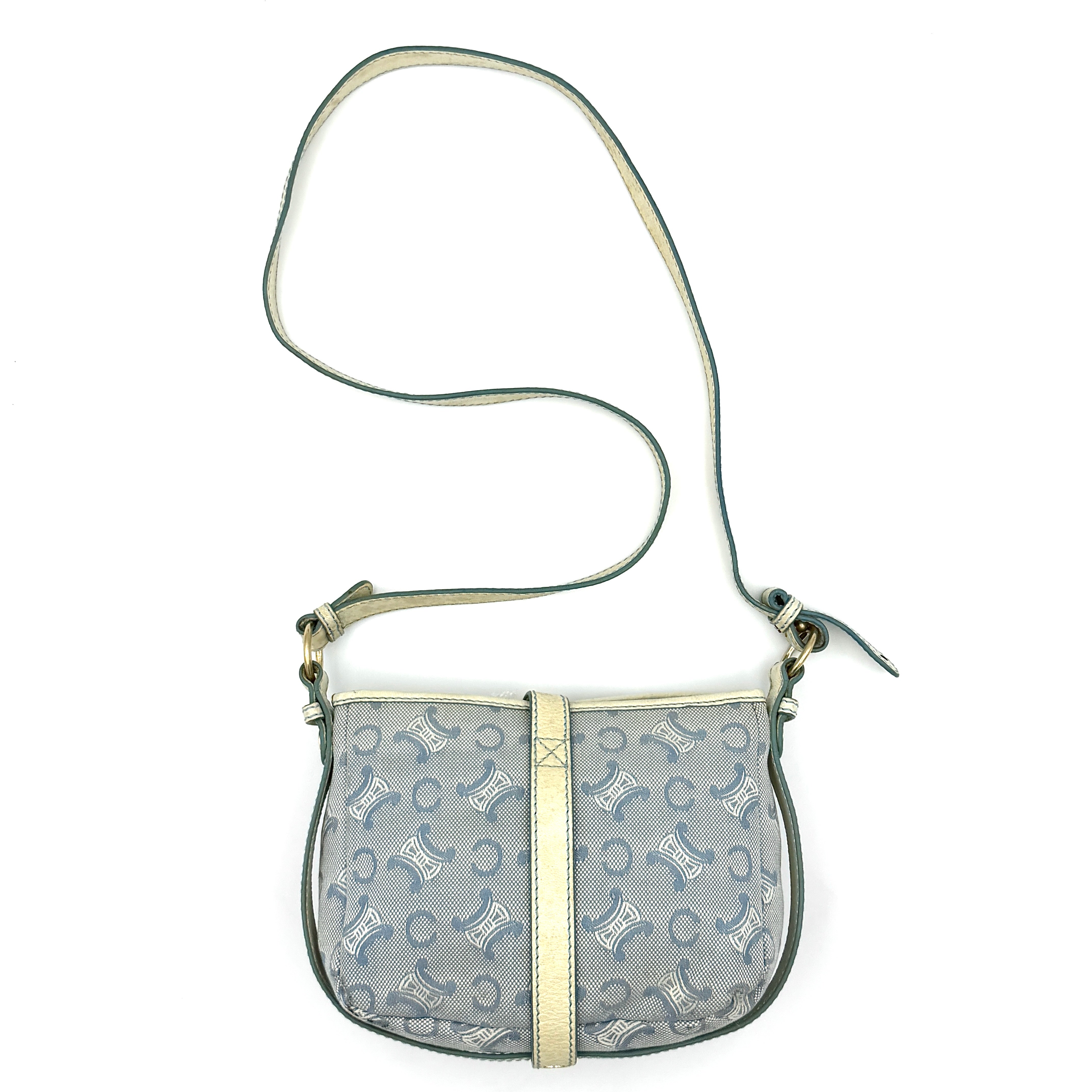 Celine Macdam Canvas Crossbody Bag Blue/White